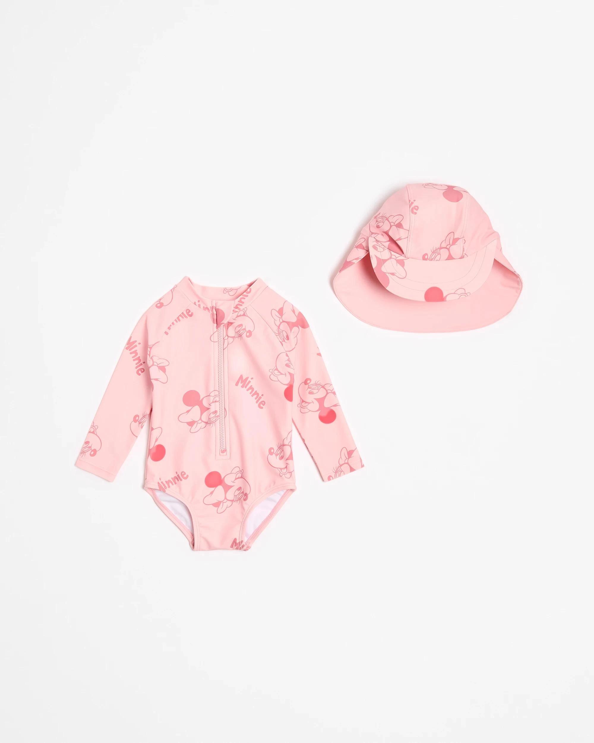 1 Disney Baby Unitard Swim Set with Hat 2 Piece MINNIE MOUSE, 1 of 3