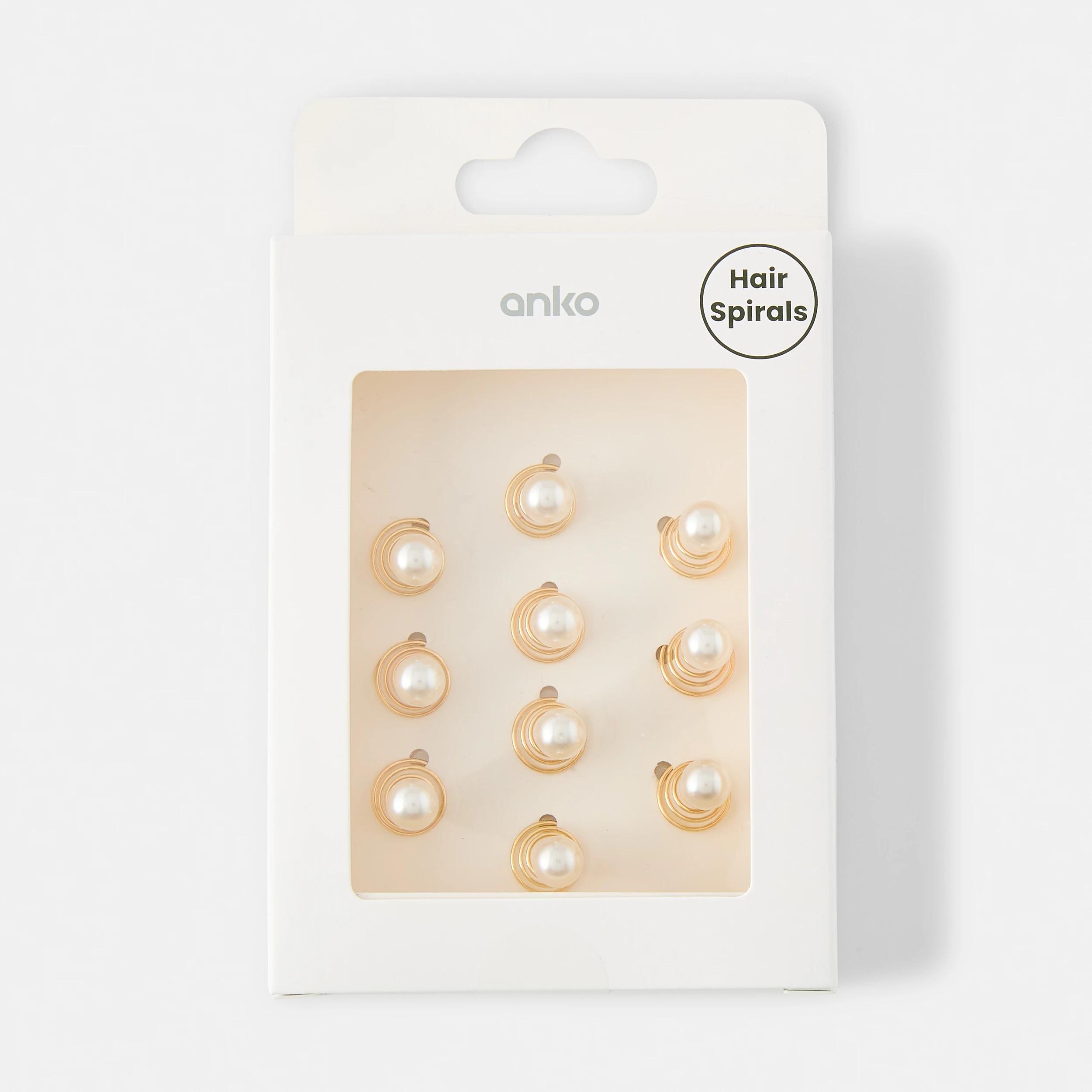 4 10 Pack Gold Tone Faux Pearl Spiral Hair Clips GOLD, 4 of 4