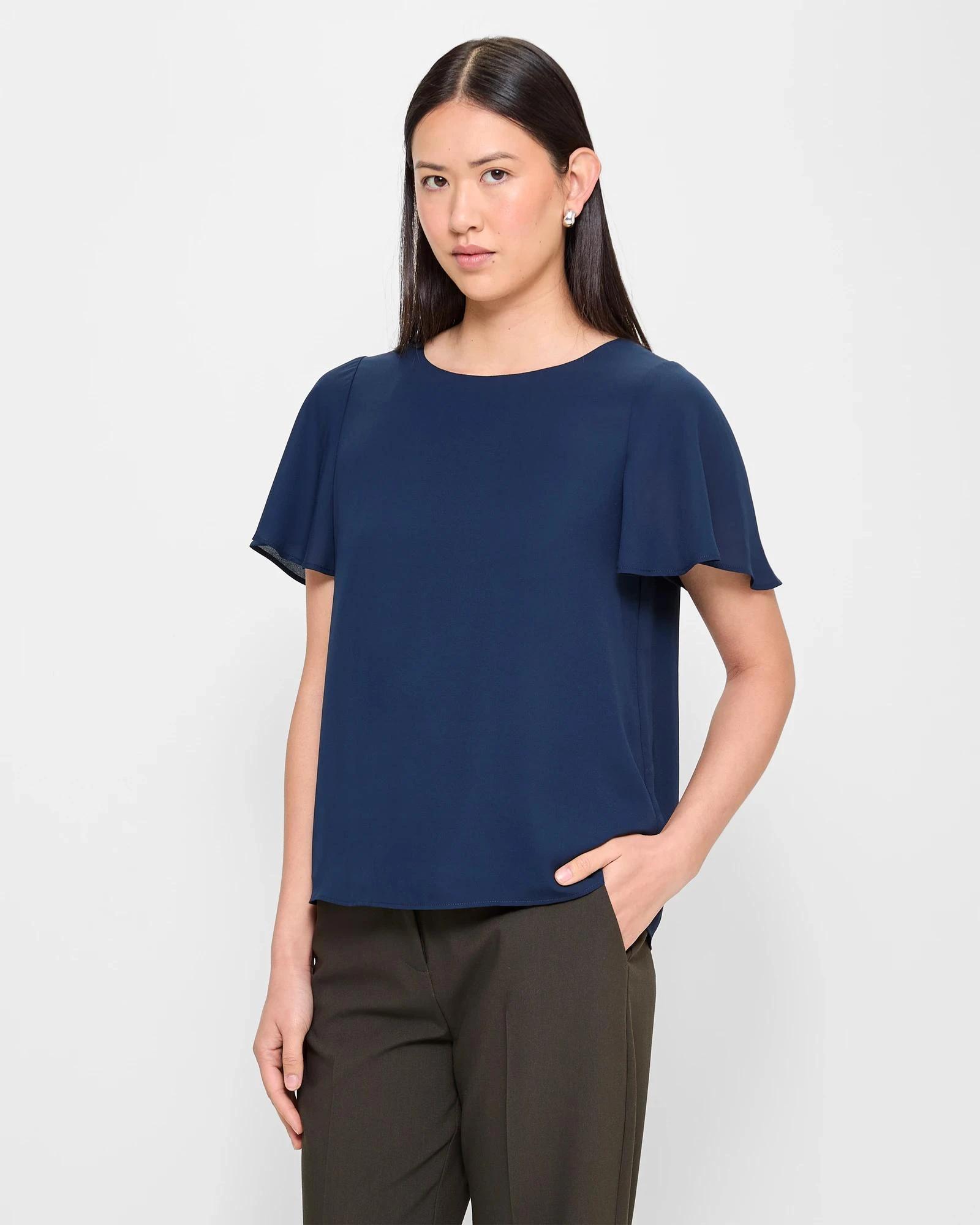 3 Preview Ella Crew Neck Blouse NAVY BLUE, 3 of 5