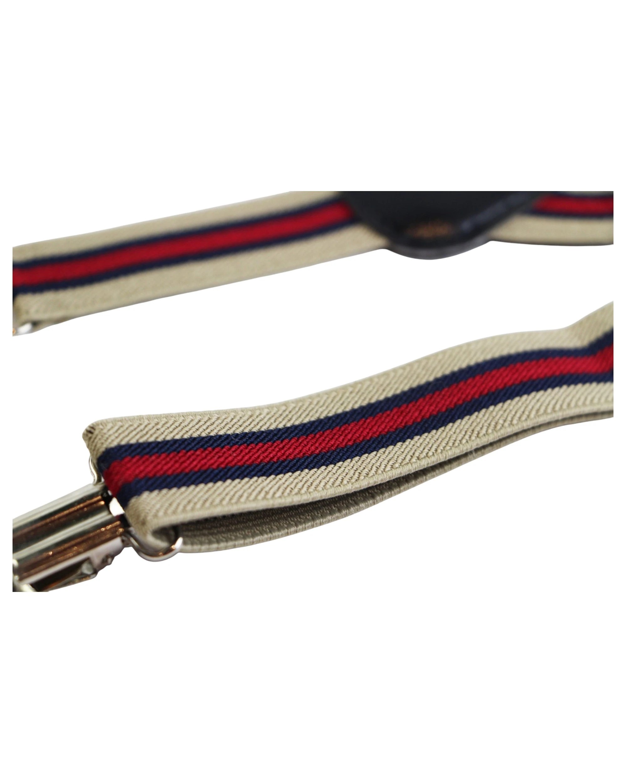 3 Zasel Boys Adjustable Latte, Navy & Red Striped Patterned Suspenders - Multi, 3 of 4