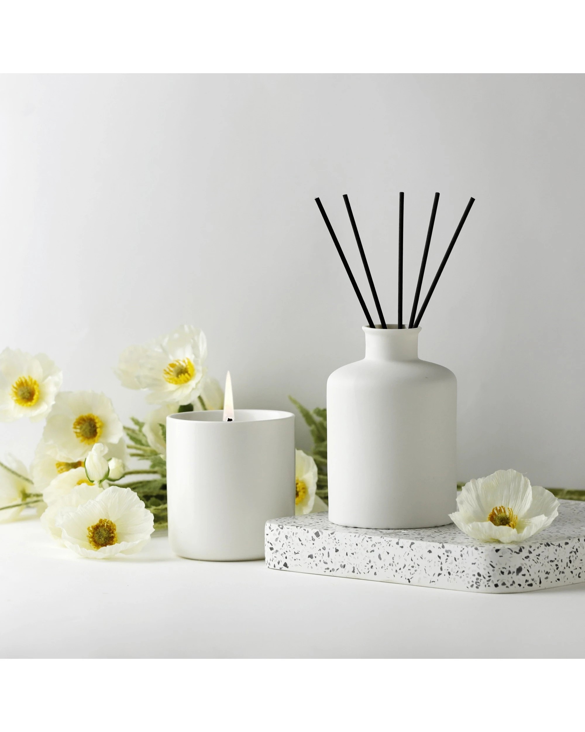 2 Cadence & Co. Overture Essential Oils Reed Diffuser Balance: Teak & Tobacco - White, 2 of 3