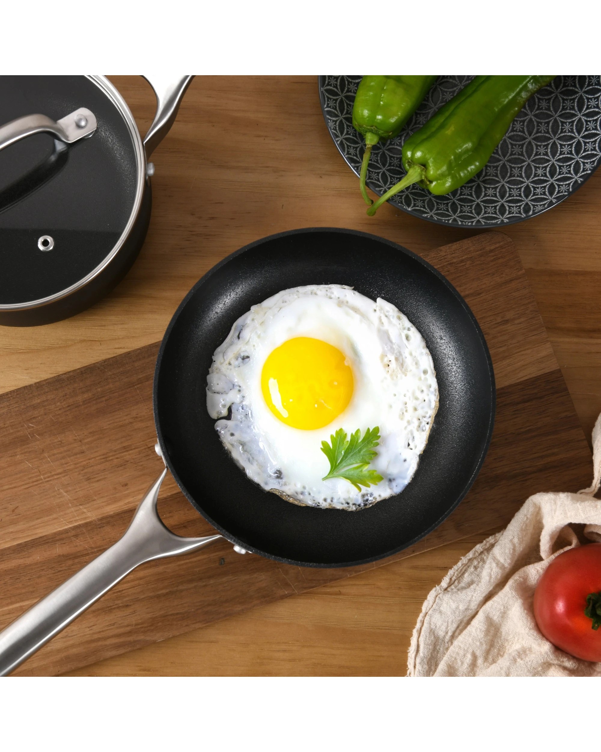2 Gourmet Kitchen Meteore Non-Stick Frypan 20cm - Black and Silver, 2 of 8