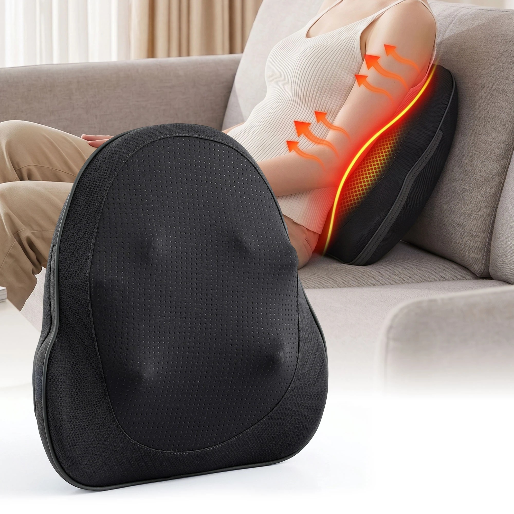 7 Livemor Back Massager with Heat, Cordless Neck & Shoulder Massage Pillow for Pain Relief - Black, 7 of 7