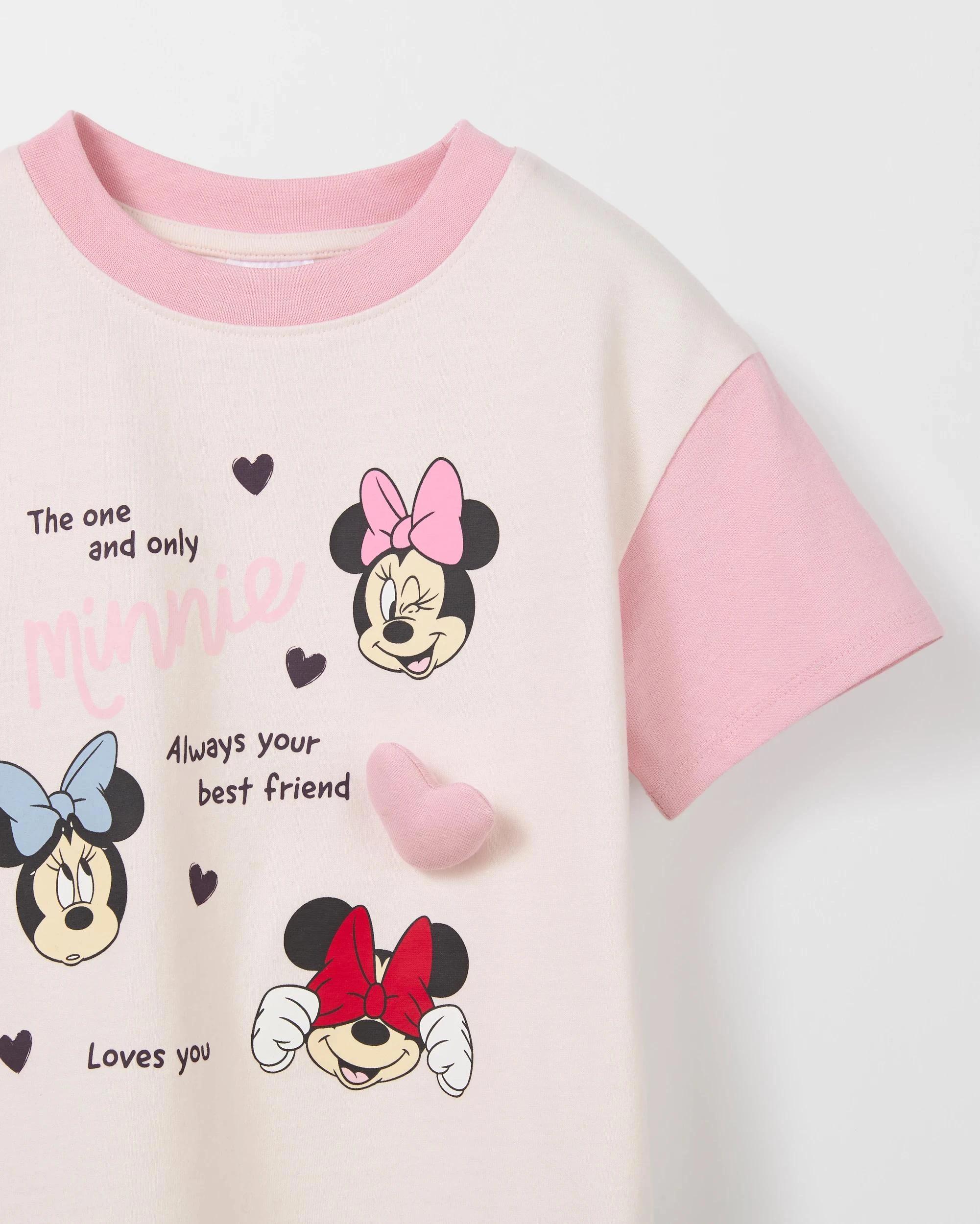 2 Disney Minnie Australian Cotton Oversized T-Shirt CREAM PINK, 2 of 2