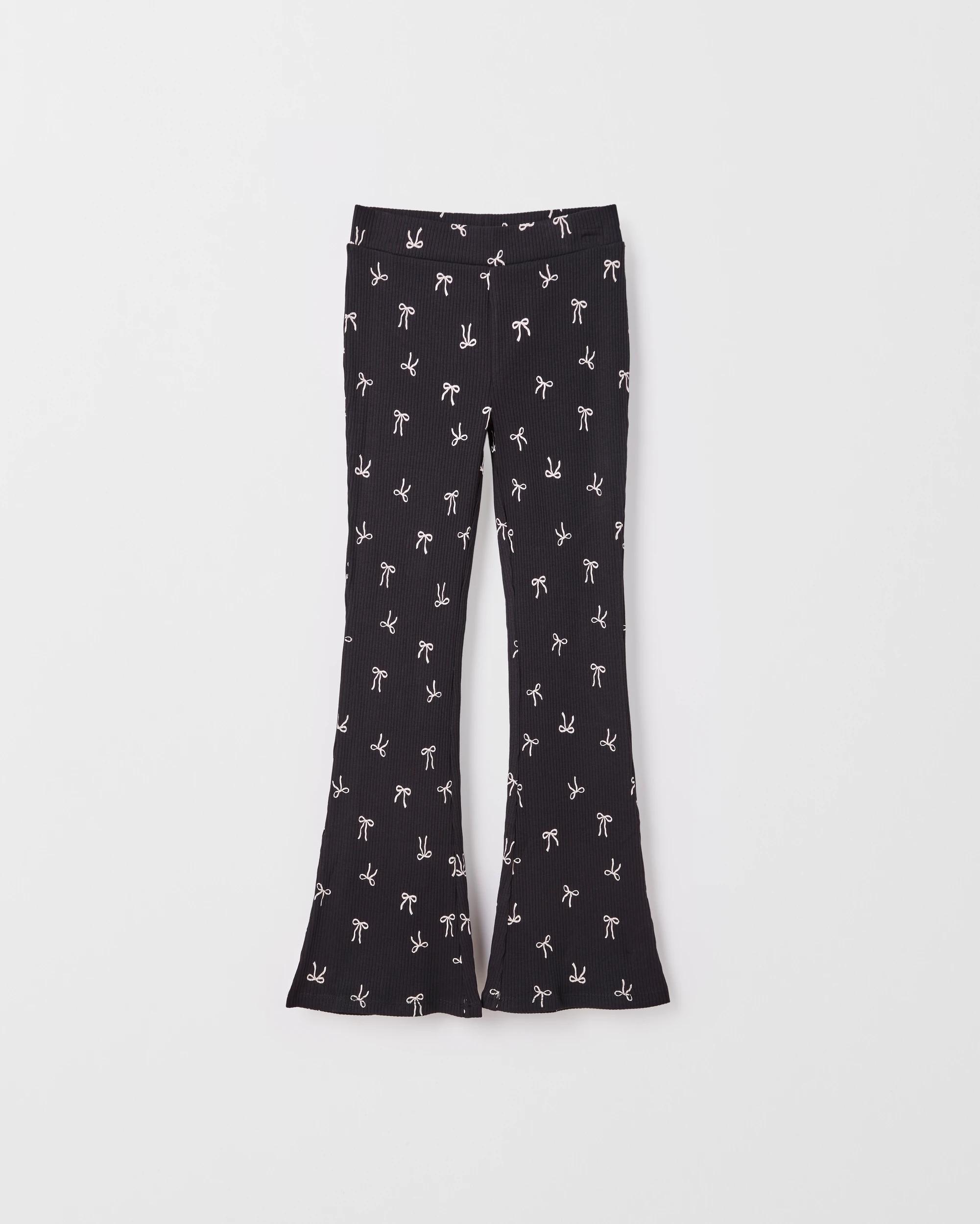 1 Target Kids Australian Cotton Rib Flare Leggings BLACK BOWS, 1 of 2