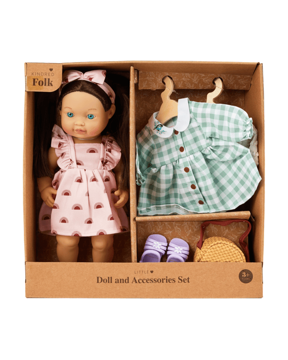 Kindred Folk Little Doll and Accessories Set