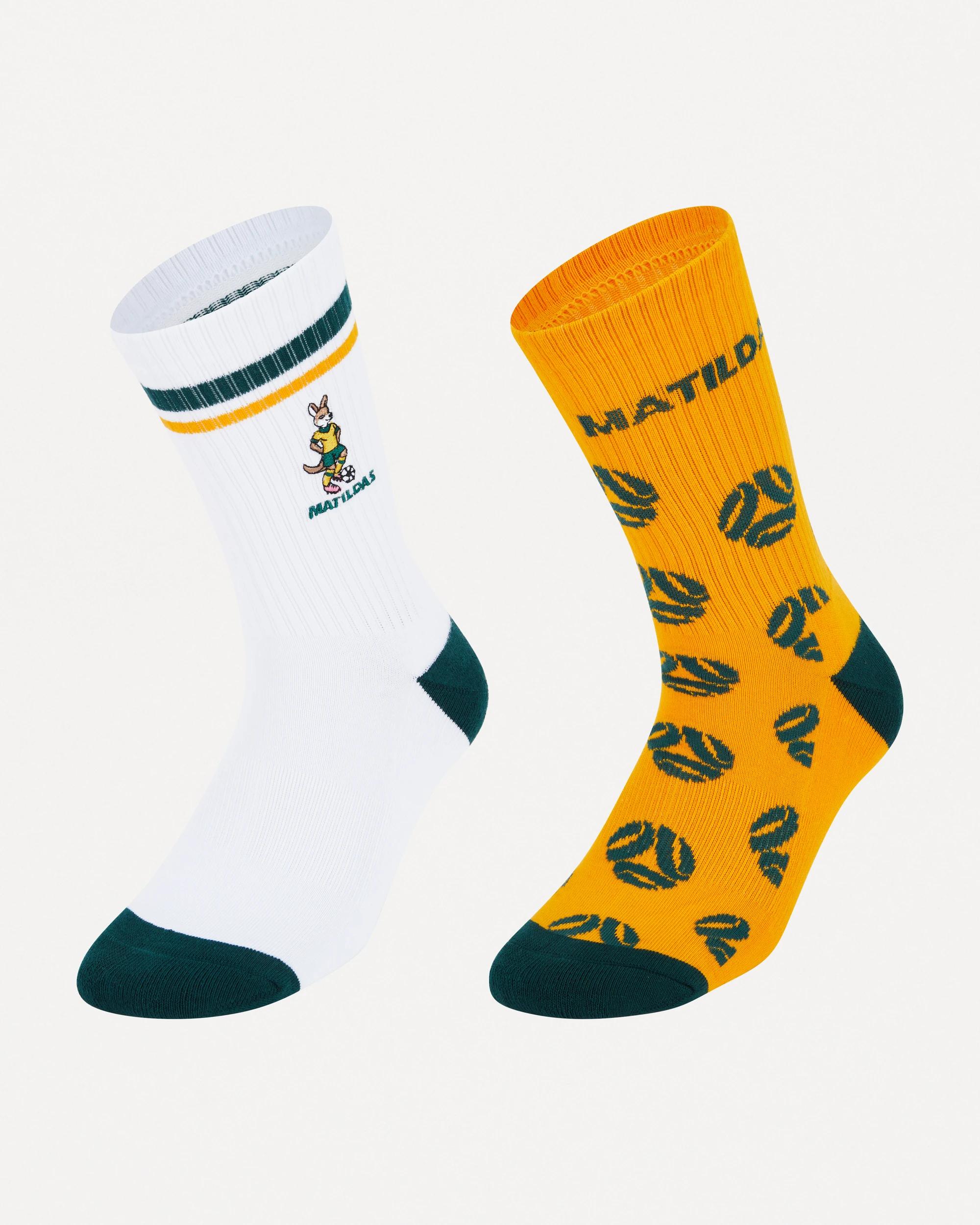 1 2 Pack Matildas Socks Yellow, 1 of 3
