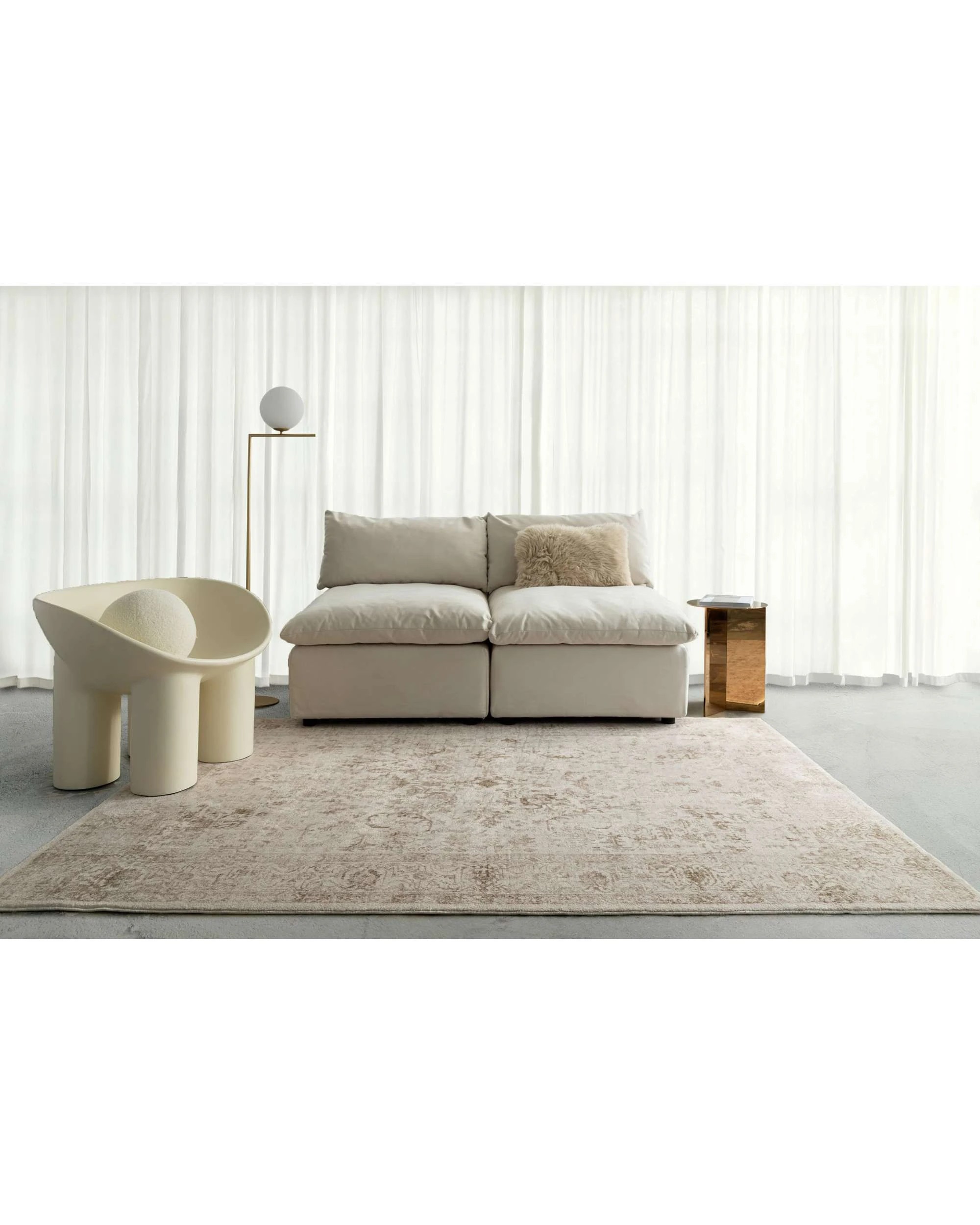2 Loopsie Mabay Floral Medallion Washable Rug-330cm x 240cm - Beige, 2 of 7