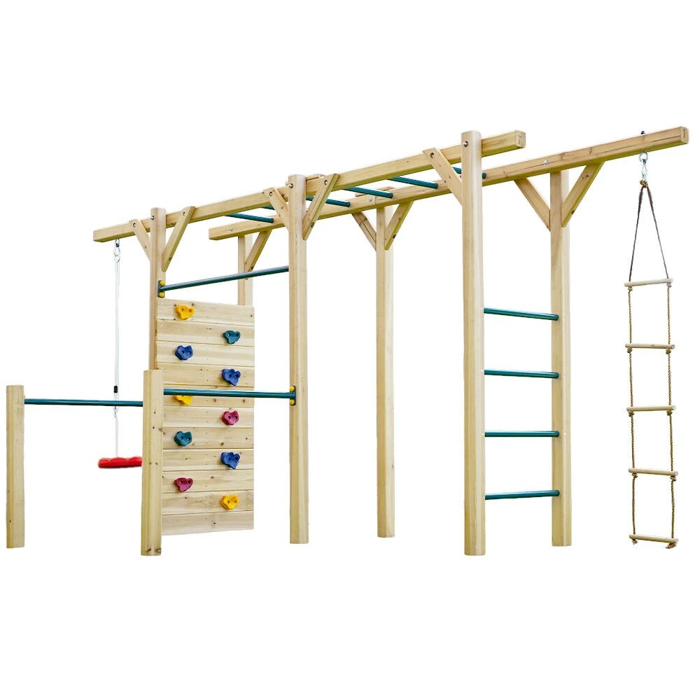 1 Rovo Kids Outdoor Monkey Bars Playset Frame with Climbing Wall, 1 of 1