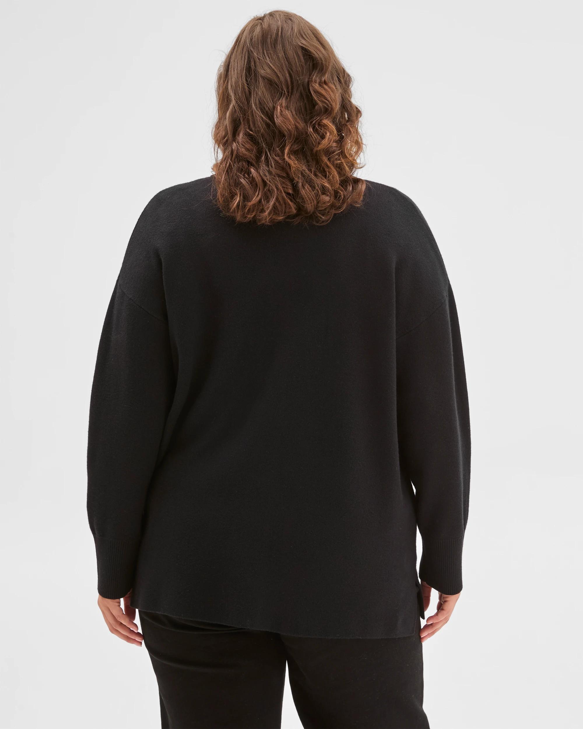 4 Target Curve Plus Size Clean Knit Zip Through Jumper BLACK, 4 of 7