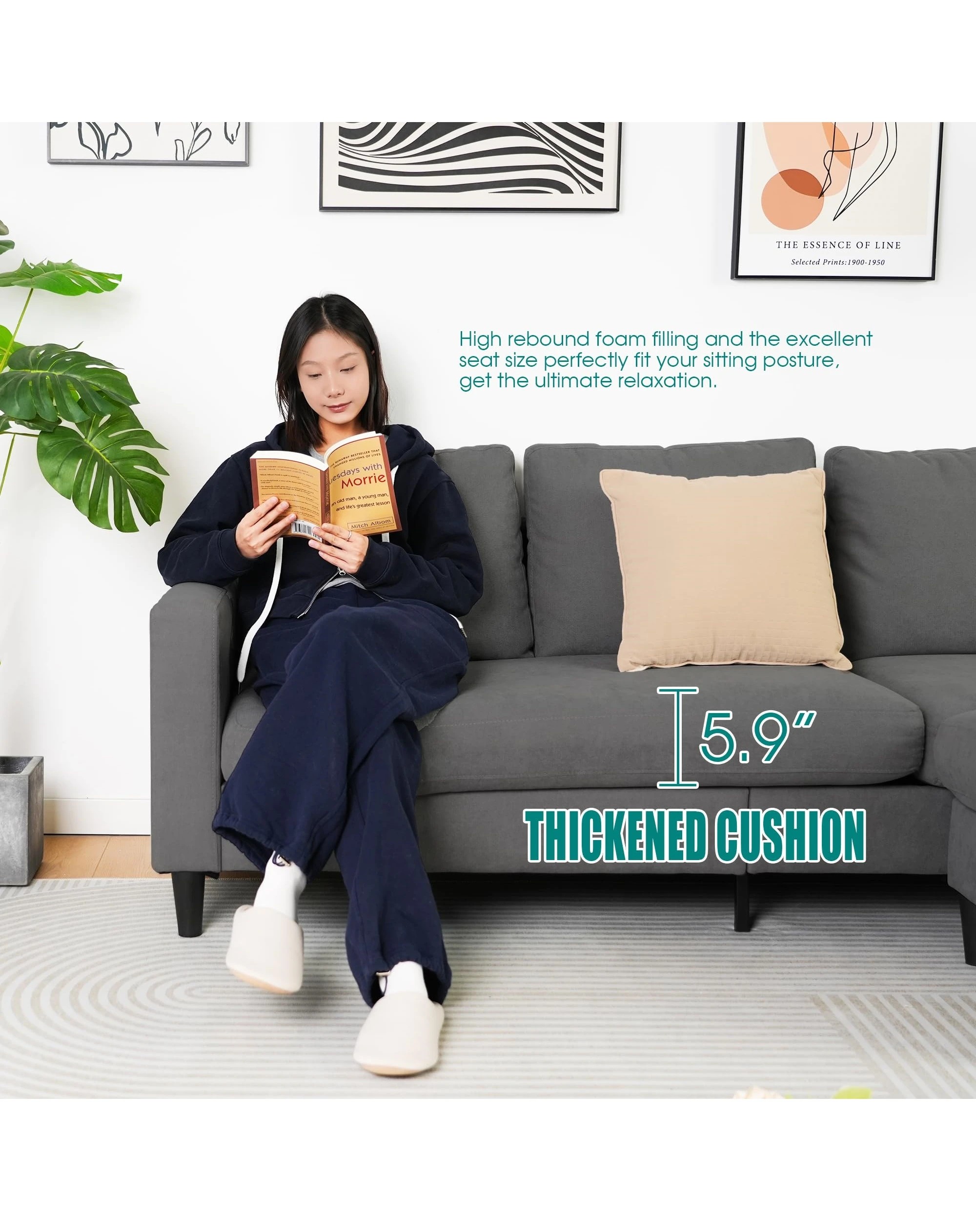 3 Advwin 3 Seater Sofa Modular Corner Lounge Chaise Set With Storage Ottoman Grey, 3 of 9