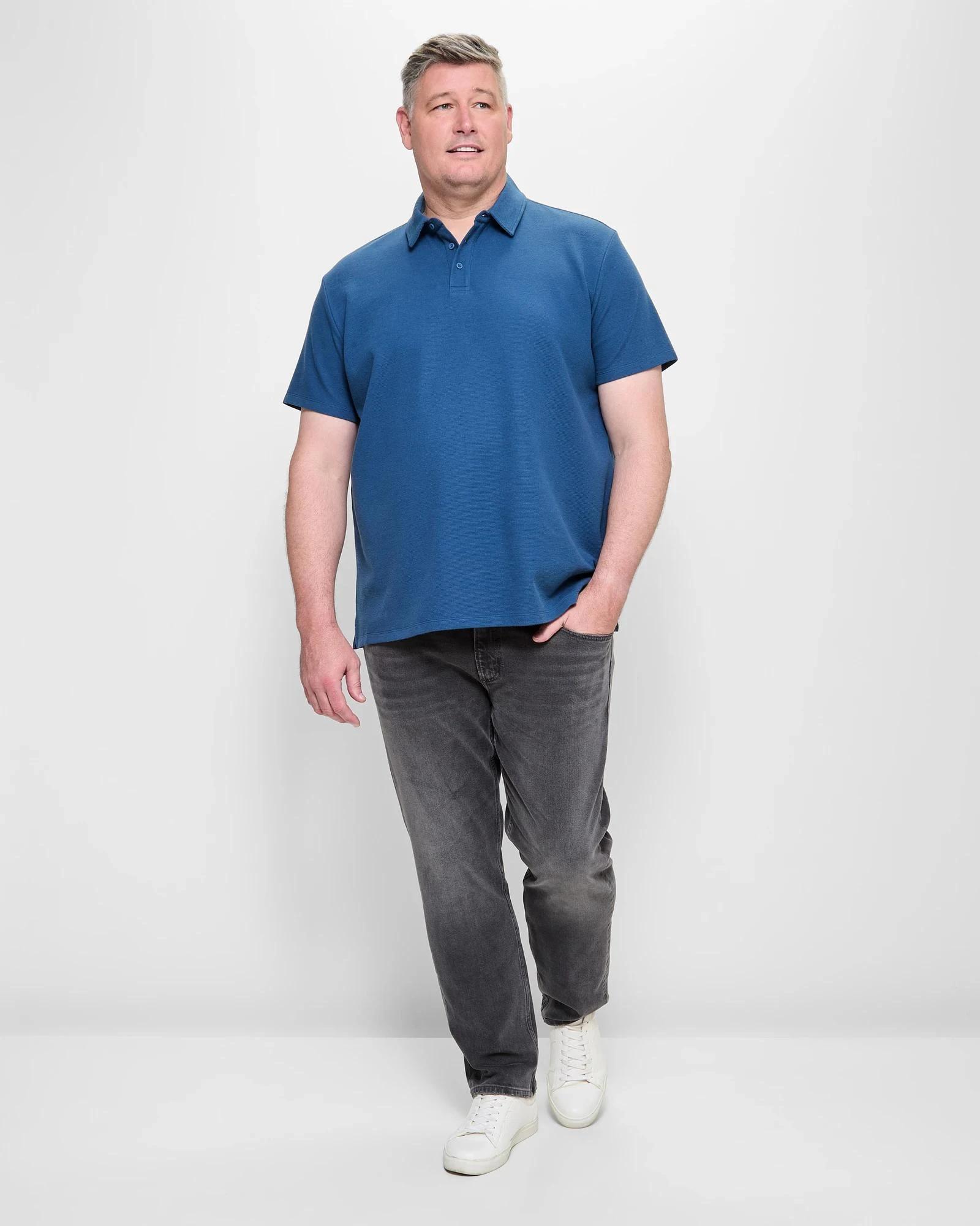 2 Target Plus Size Australian Cotton Blend Waffle Polo Top DARK DENIM, 2 of 5