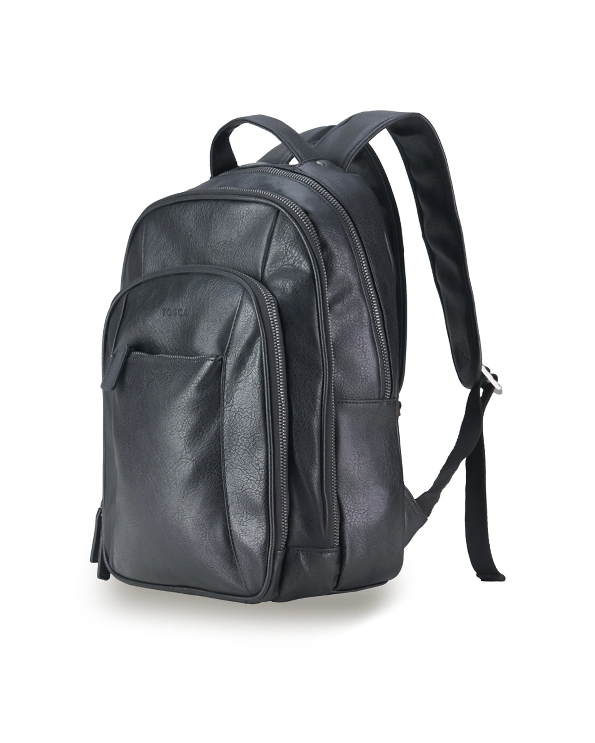 1 Tosca Vegan Leather Backpack Mens Travel Bag - Black, 1 of 3