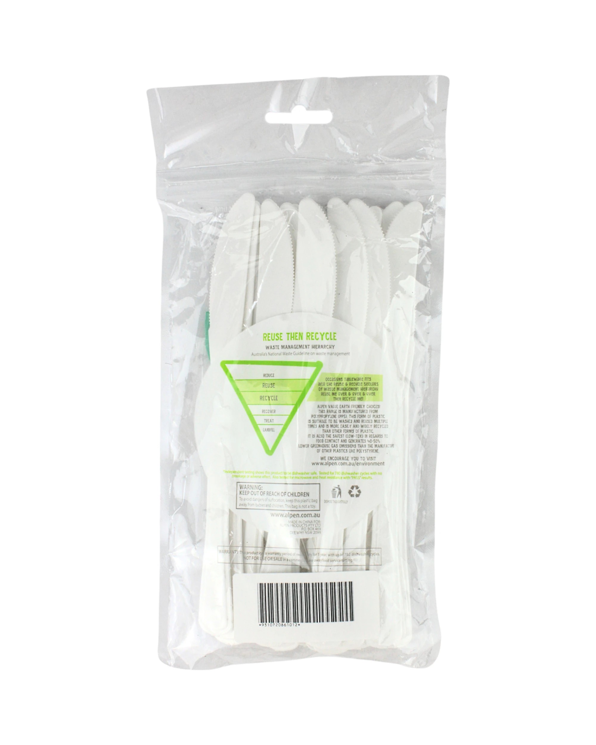 3 Alpen Reusable Knives Pack of 20 - White - White, 3 of 3