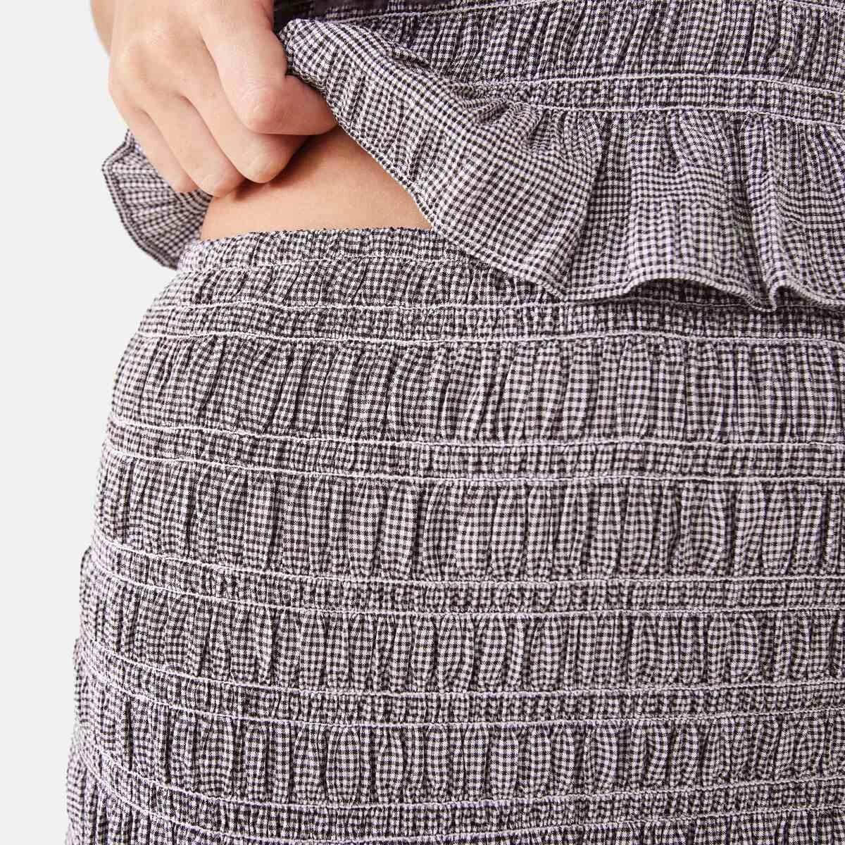 6 Shirred Mini Skirt Brwn Chk, 6 of 8