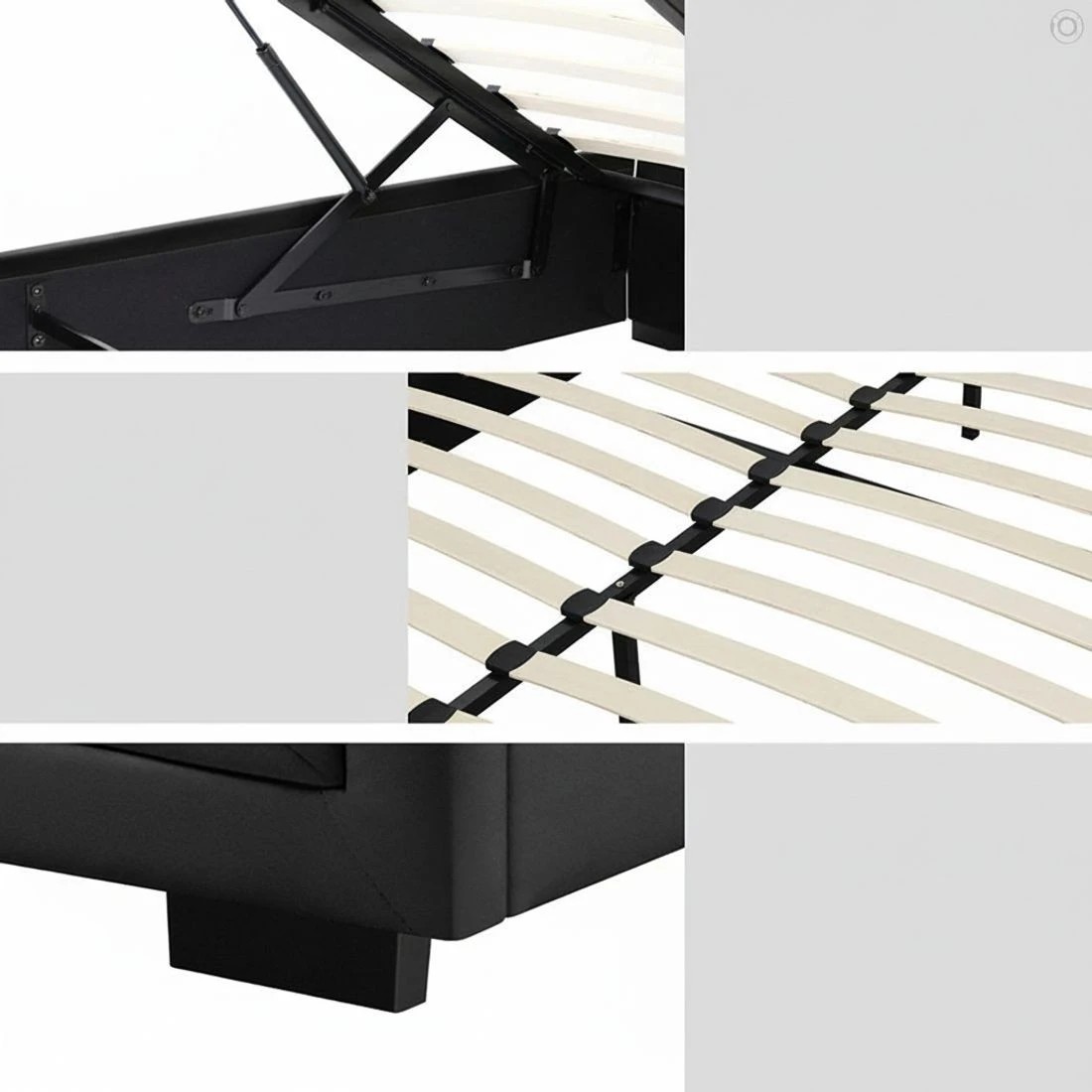 7 Artiss Bed Frame King Size Gas Lift  TIYO - Black, 7 of 8