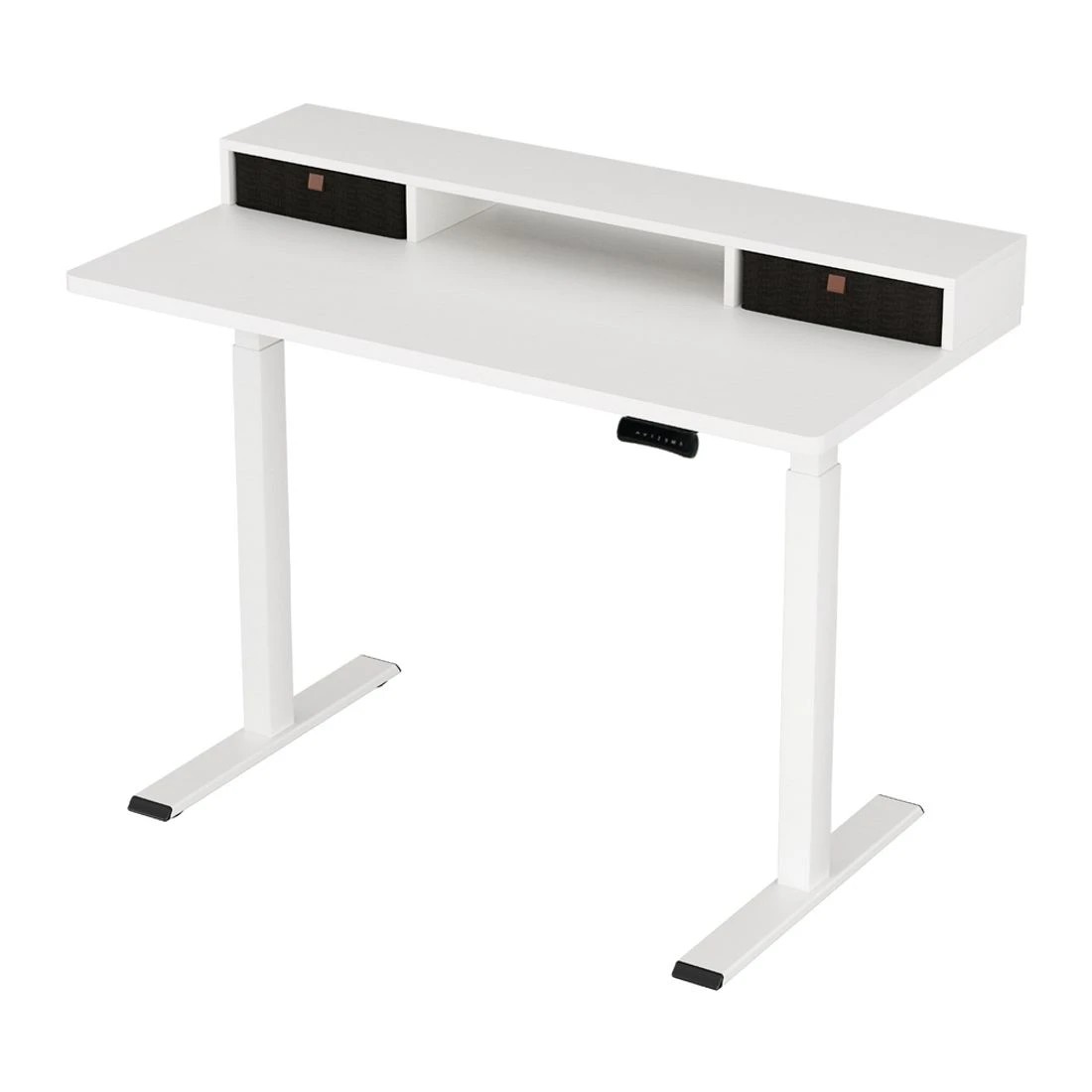 1 Artiss Electric Standing Desk Dual Motor Office Table With Shelf Drawer120CM - White, 1 of 5