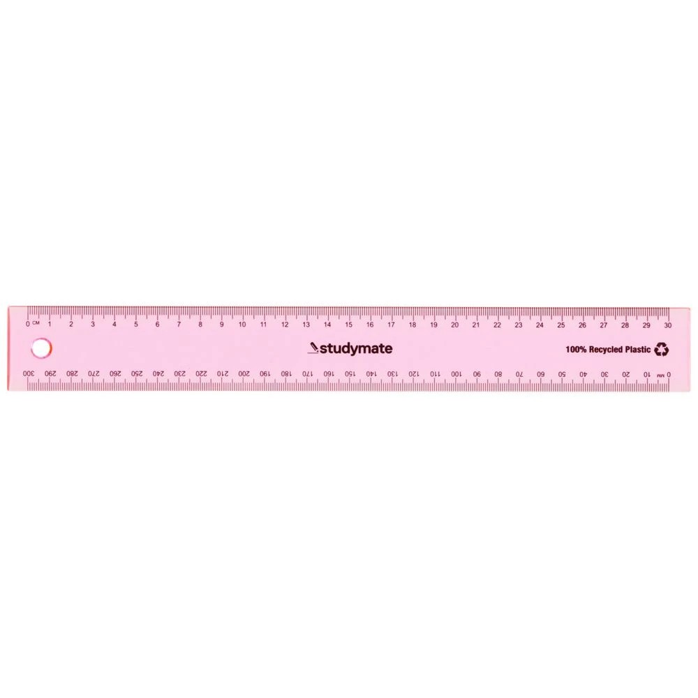 1 Studymate Ruler 30cm Fluoro Pink, 1 of 2