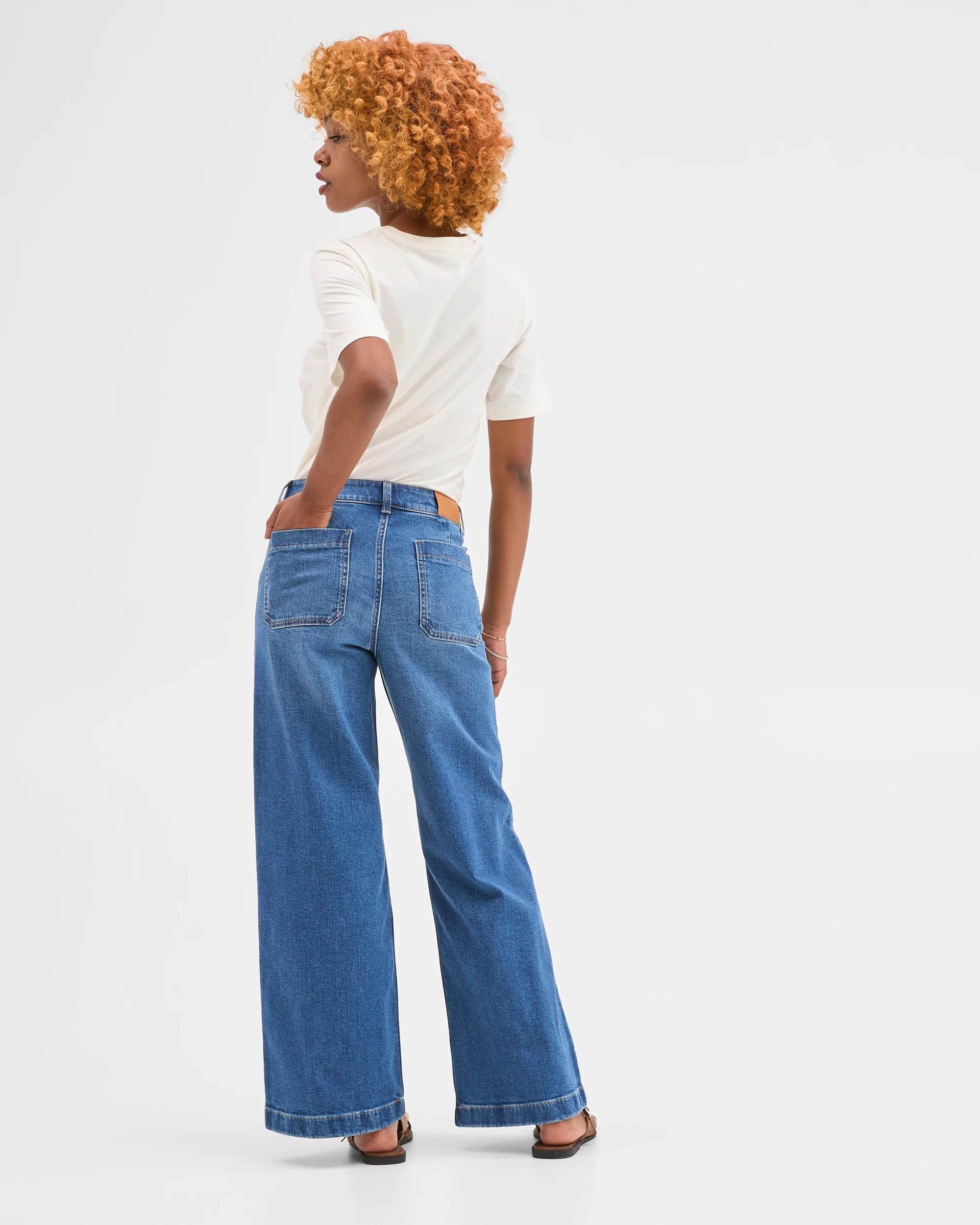 5 Target Petites Mila Full Length Wide Leg Denim Jeans SAPPHIRE, 5 of 5