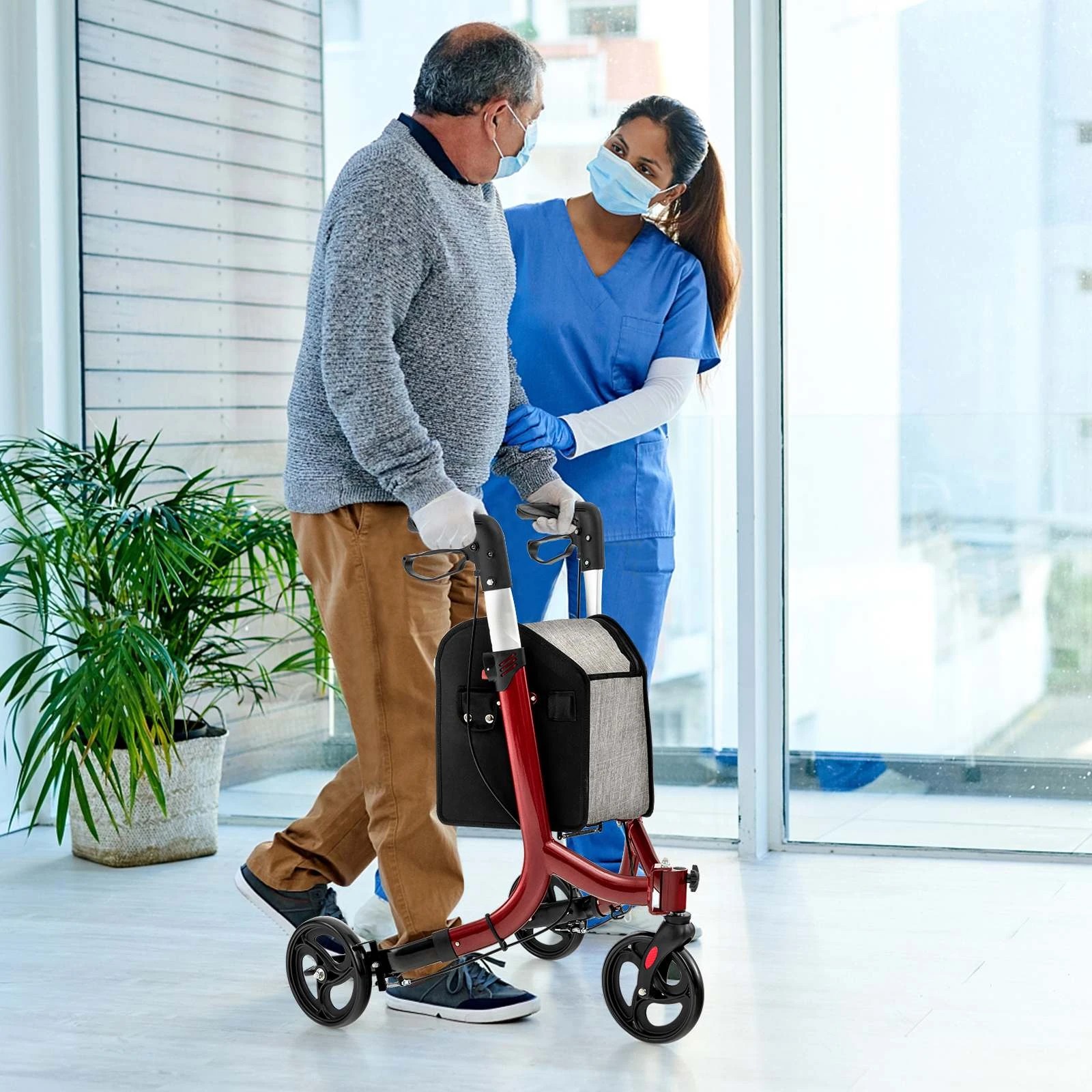 10 Costway Foldable Rollator Aluminum Adjustable Mobility Walker w/ Storage Bag, 10 of 10