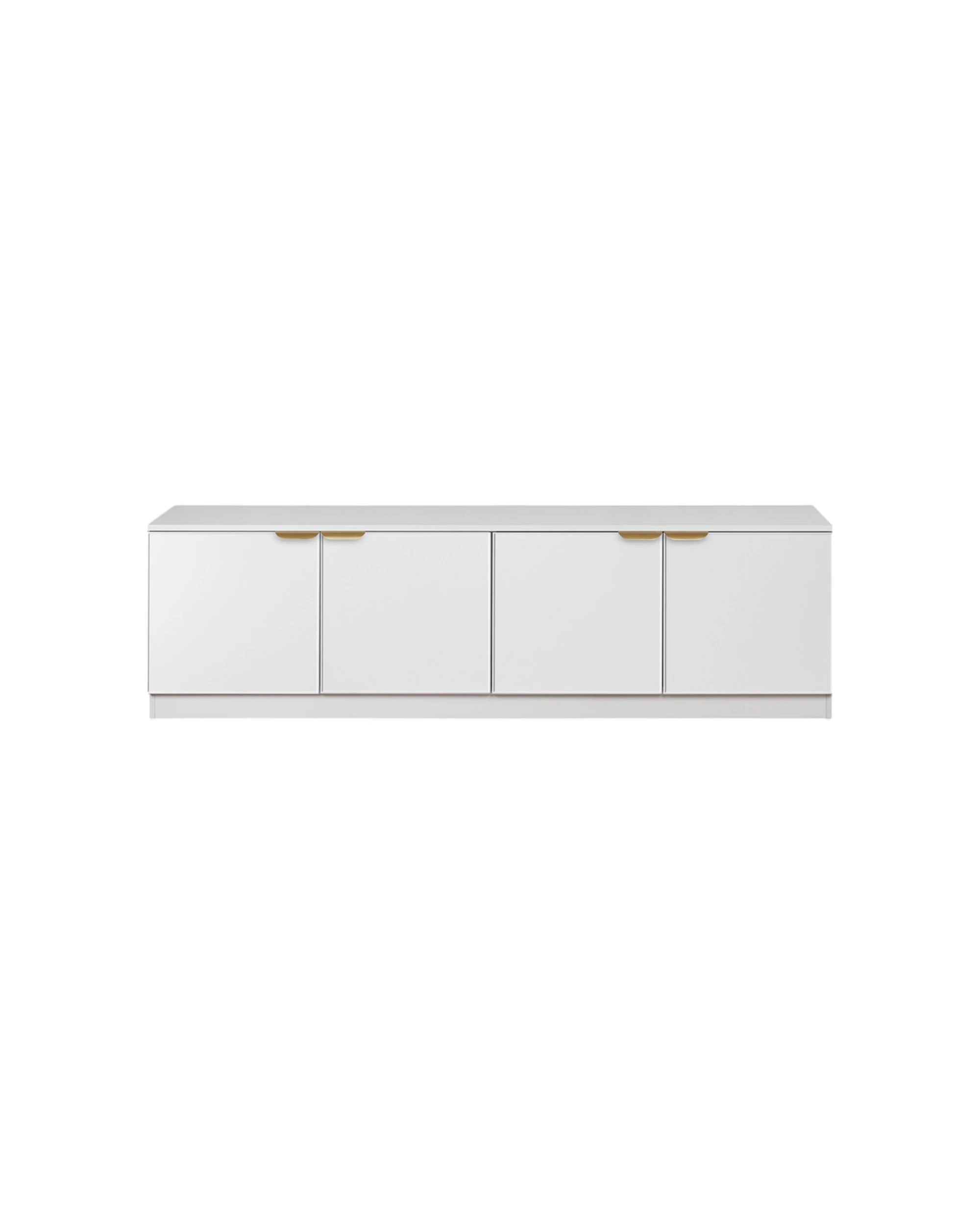 1 European Cabinetry Bucharest Slim Panel TV Unit Brass Pull Handle - White, 1 of 4