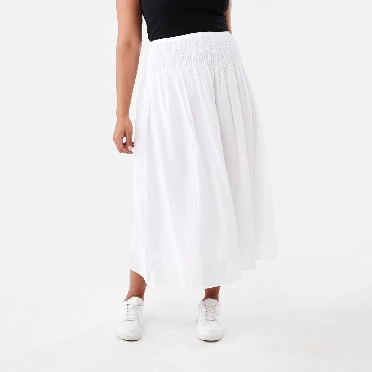 1 Shirred A-Line Maxi Skirt White, 1 of 5