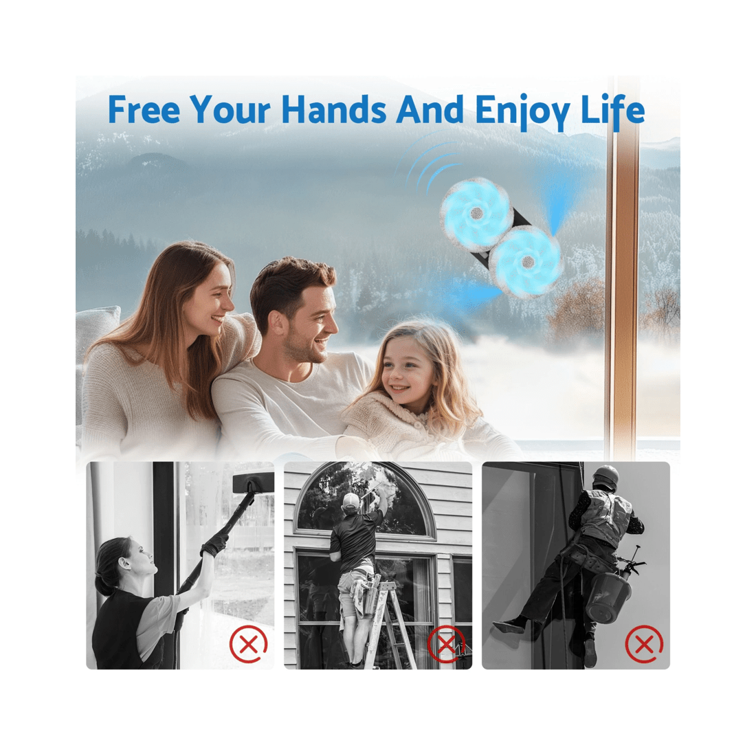 3 Advwin Window Cleaner Robot, Automatic Robot Window Washer With Dual Water Spray Technology, 2800pa Suction, 3 of 8