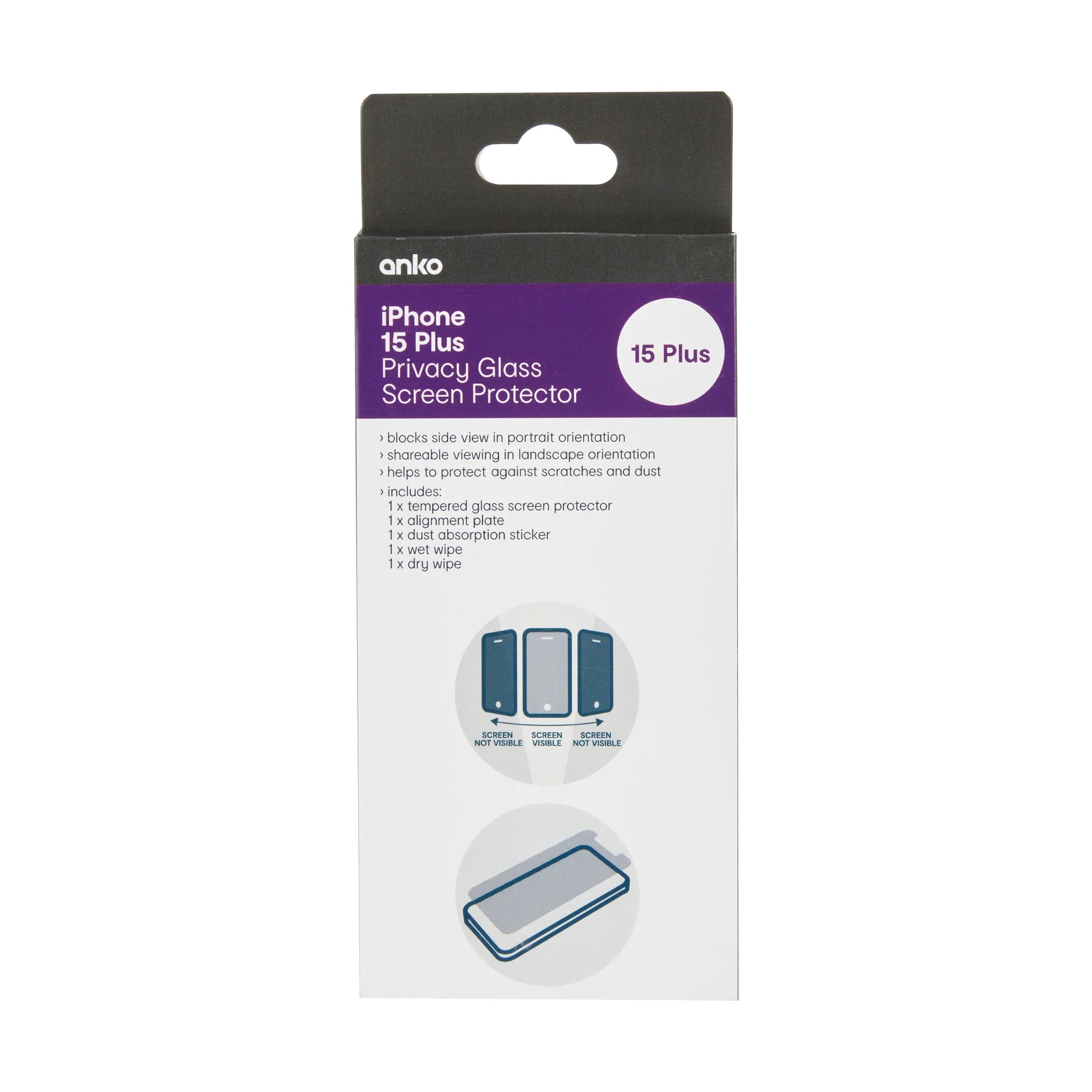 1 iPhone 15 Plus Privacy Glass Screen Protector, 1 of 2