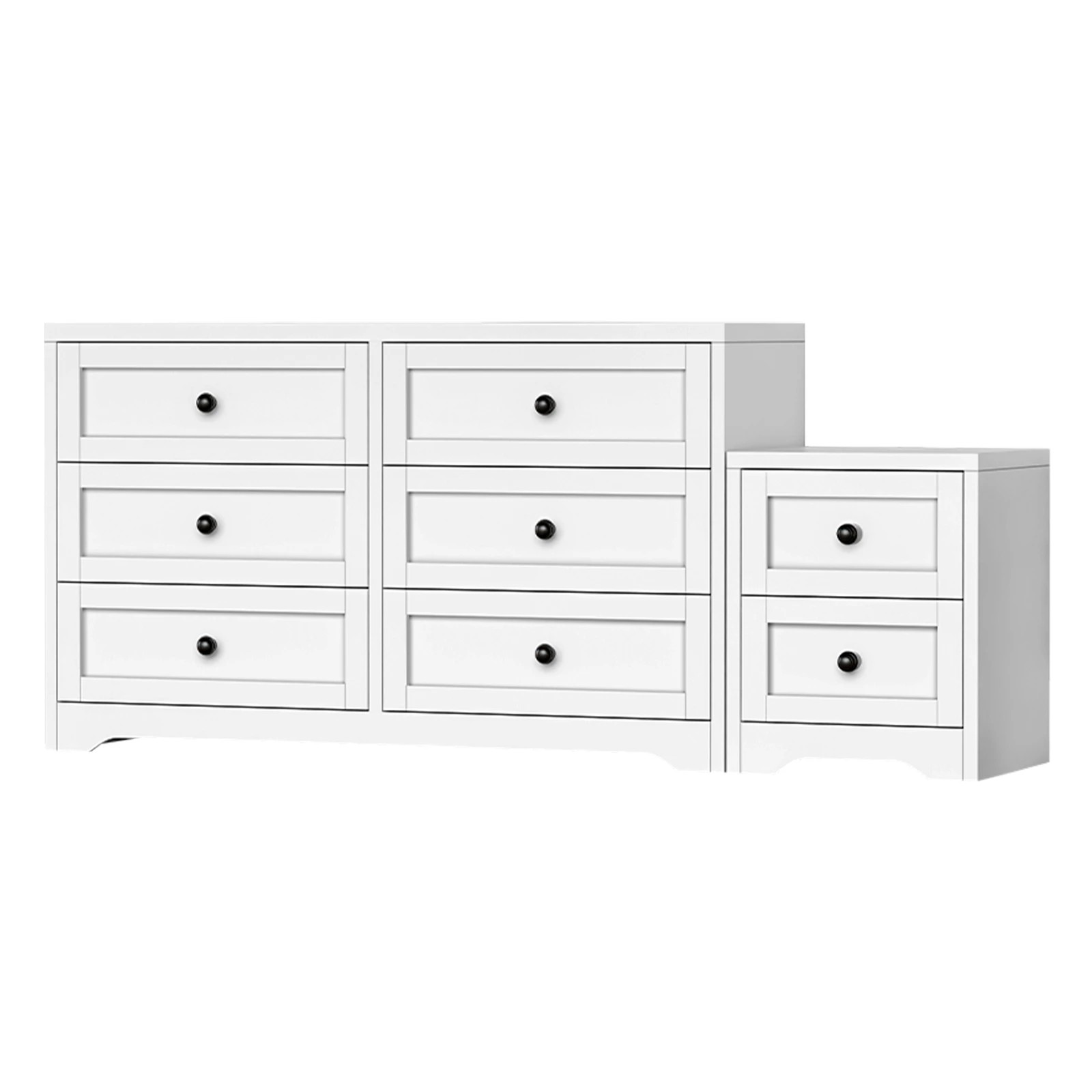 1 Alfordson 6 Chest of Drawers Bedside Table Hamptons Bedroom Storage - White, 1 of 10