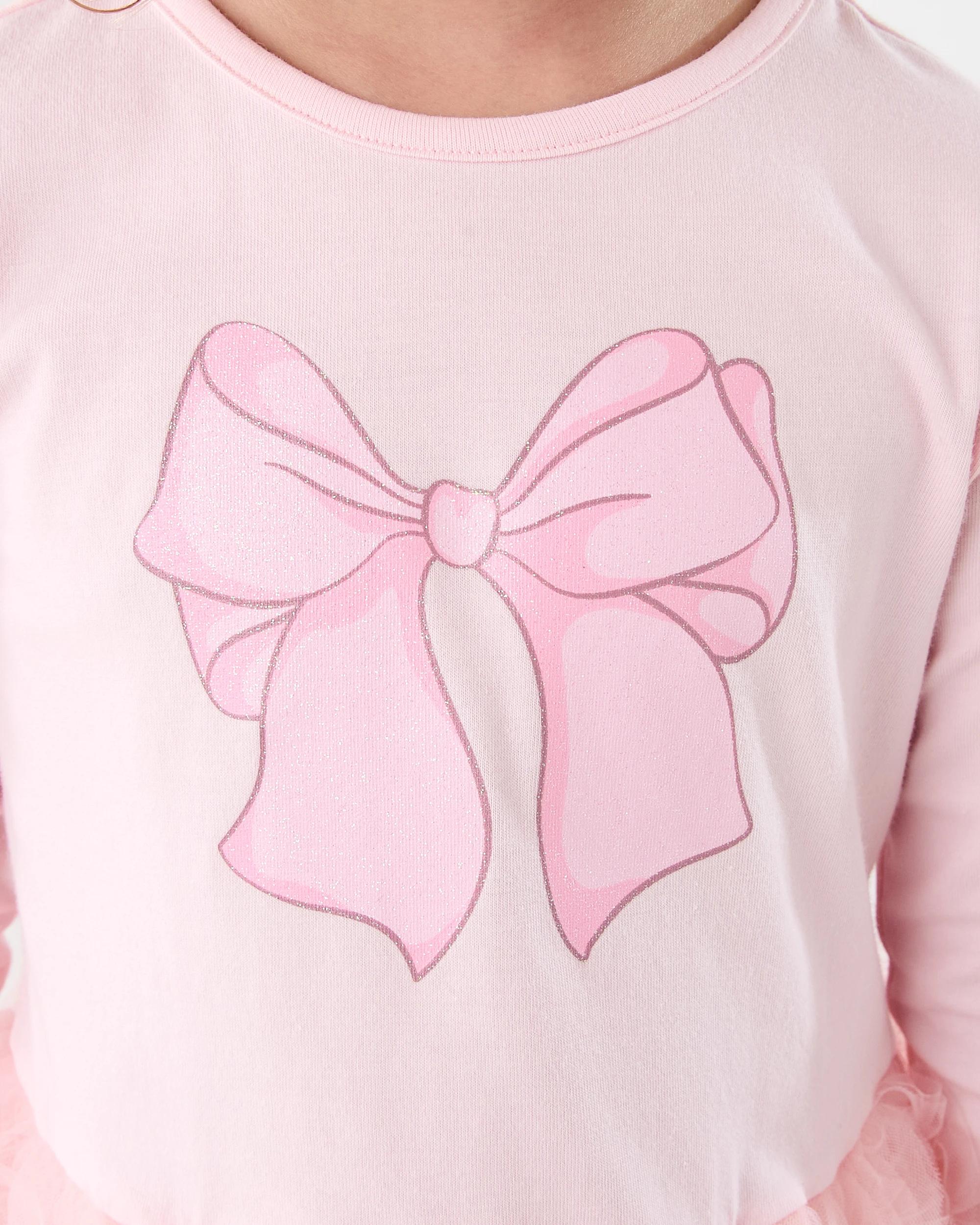 5 Long Sleeve Rib Tutu Dress Pnk Bow, 5 of 9