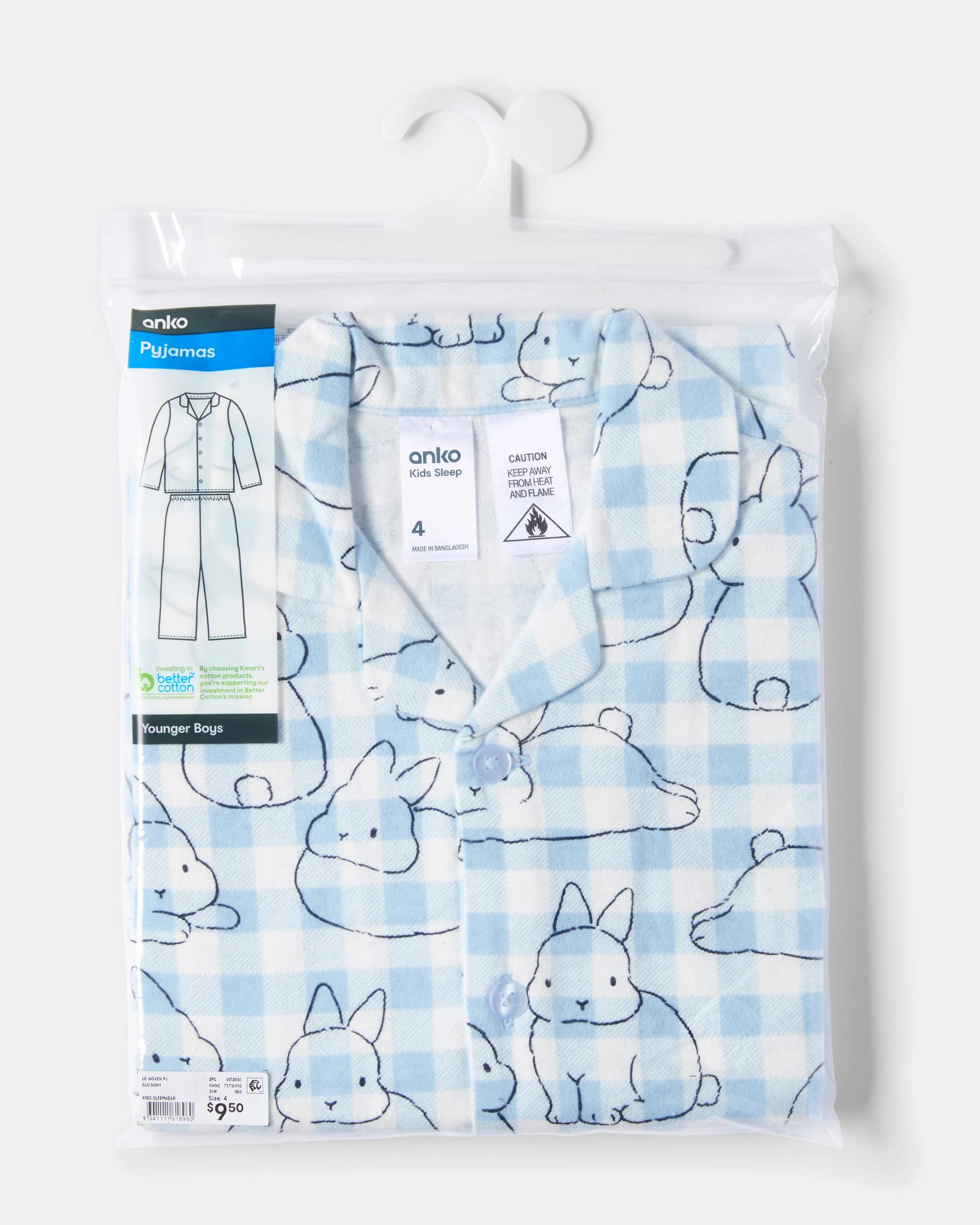 6 Flannel Pyjama Set Blu Buny, 6 of 8