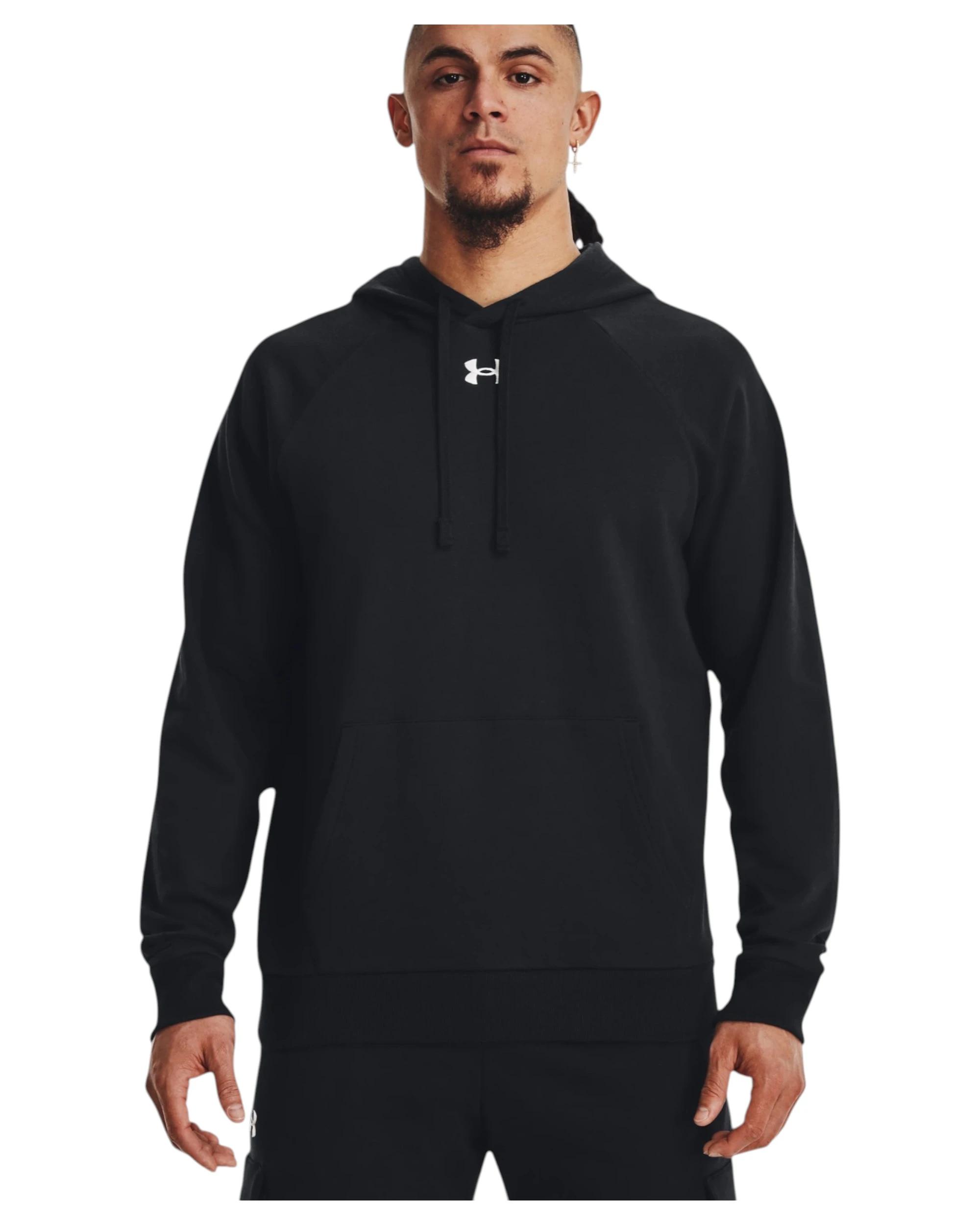 4 Under Armour Mens Rival Fleece Black/ White Hoodie BLACK, 4 of 6