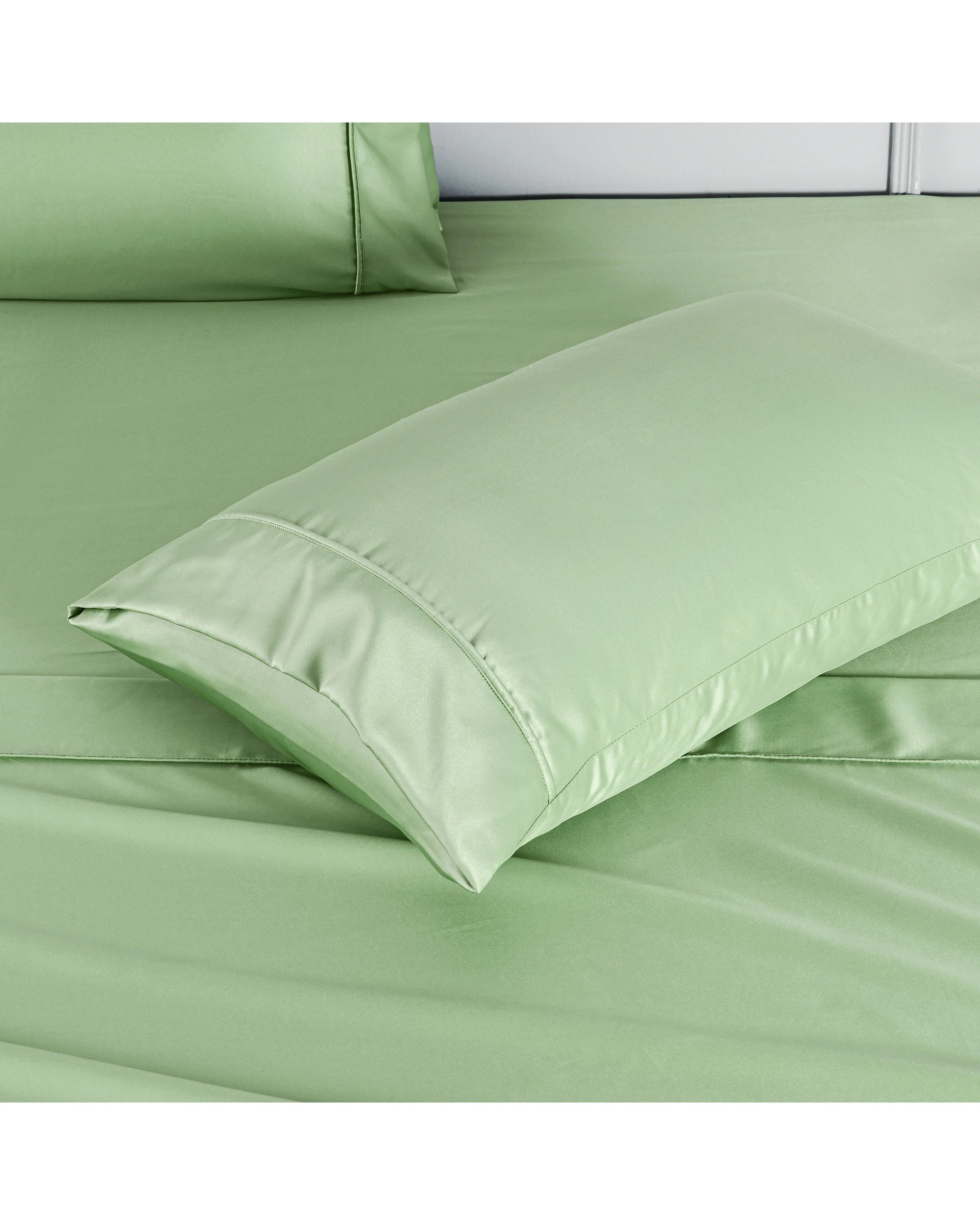 4 Dreamaker Matte Satin Standard Pillowcase Twin Pack - Sage, 4 of 5