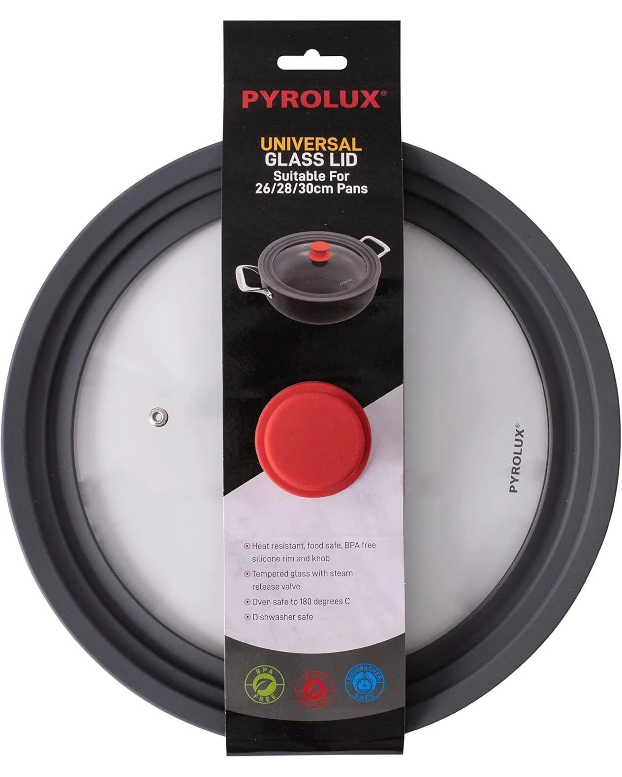 2 Pyrolux Universal Pot &amp; Pan Glass Lid, 20/22/24cm, 2 of 4