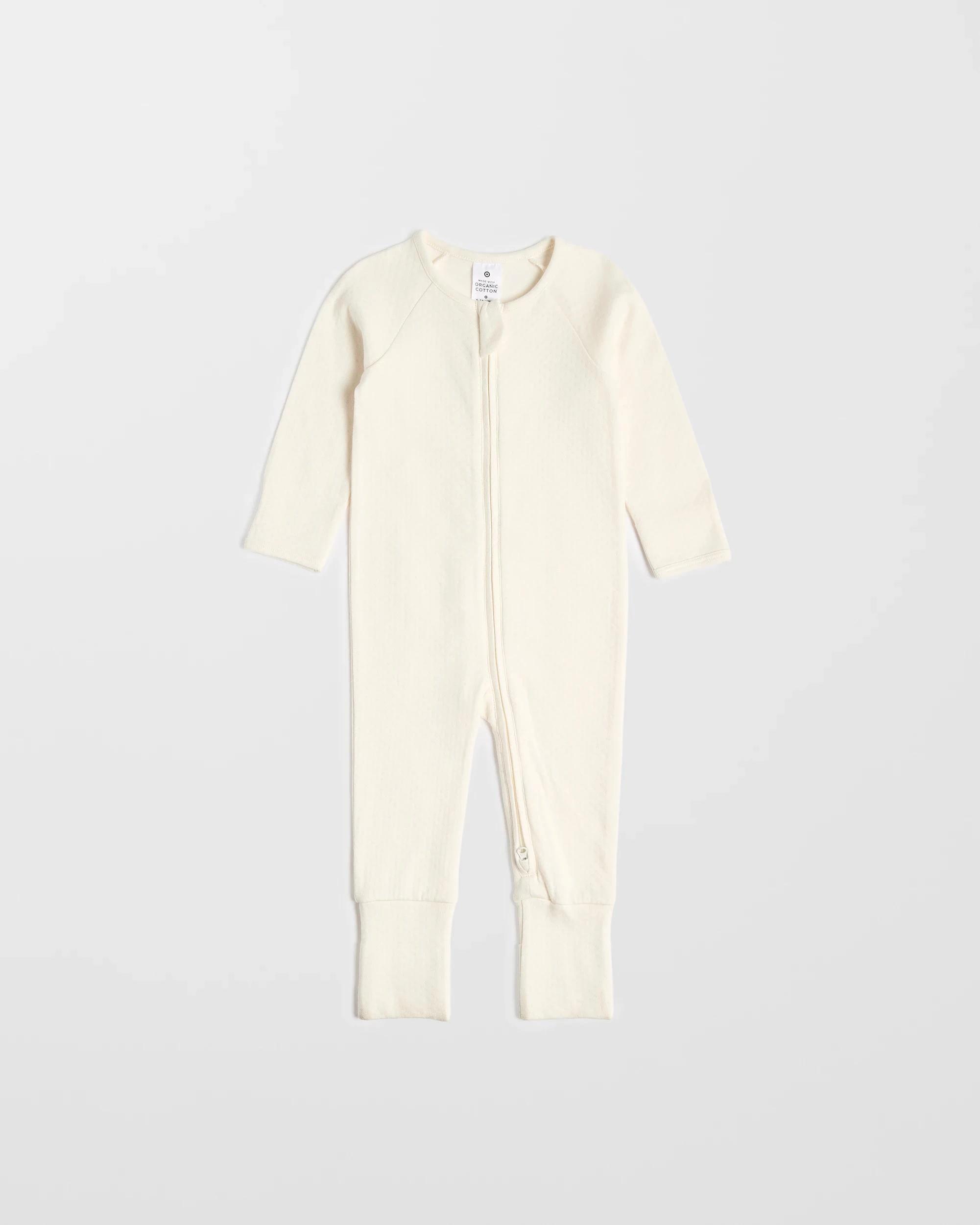 1 Target Organic Cotton Baby Pointelle Zip Coverall CREAM, 1 of 3