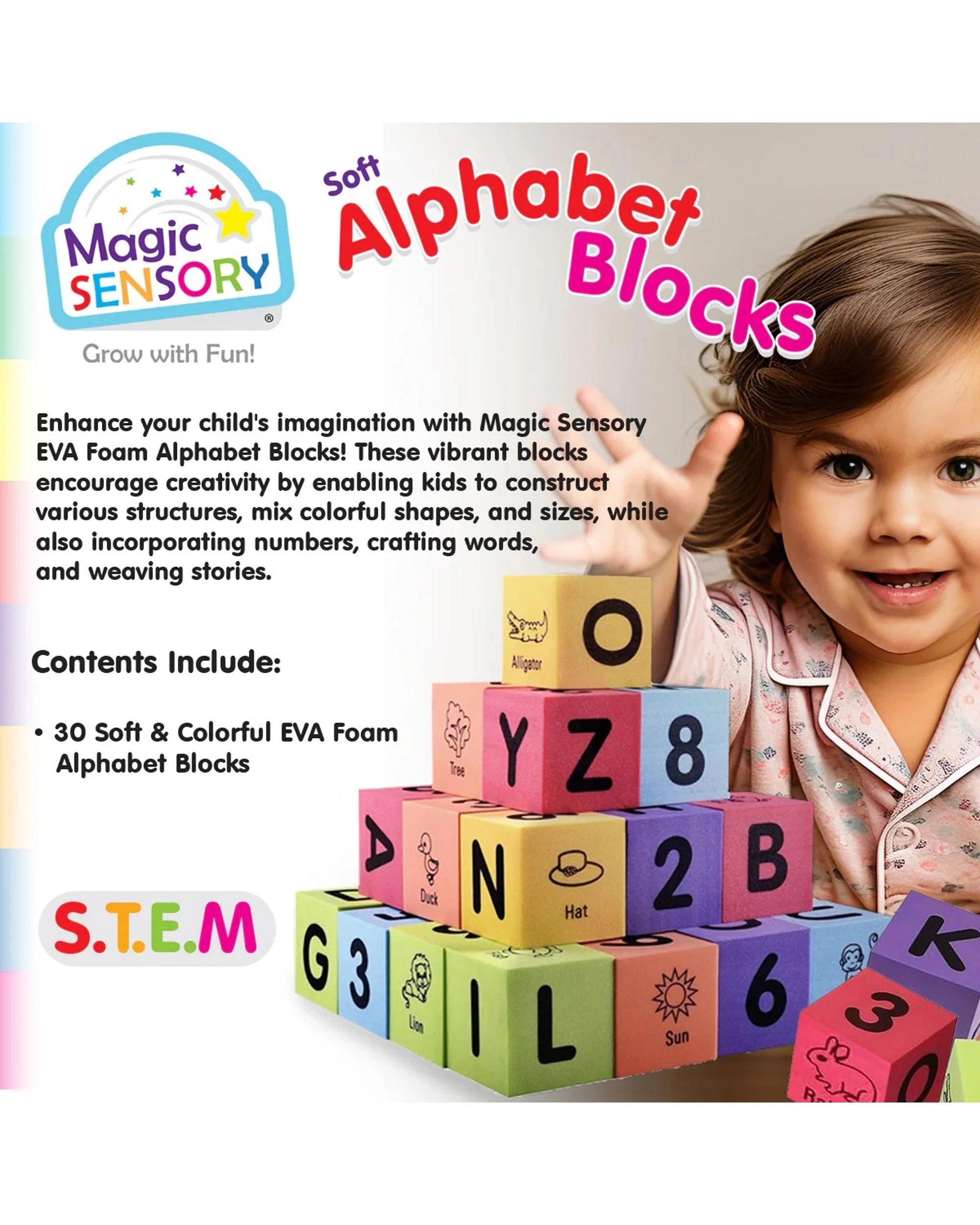 4 Magic Sensory Soft Alphabet and Numbers Foam Blocks 30 Piece Set, 4 of 5