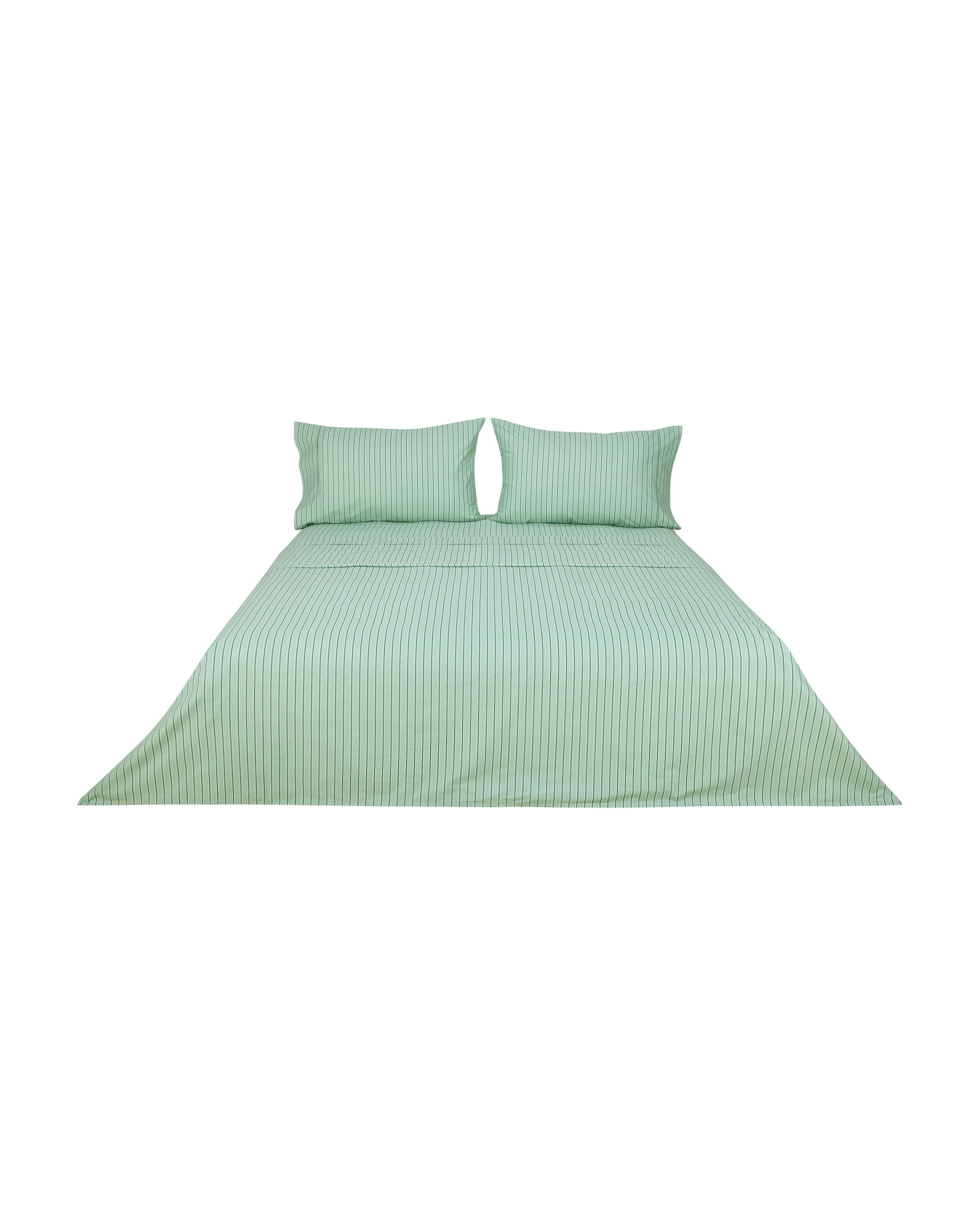 6 250 Thread Count Cotton Stripe Sheet Set - Double Bed, Sage, 6 of 7