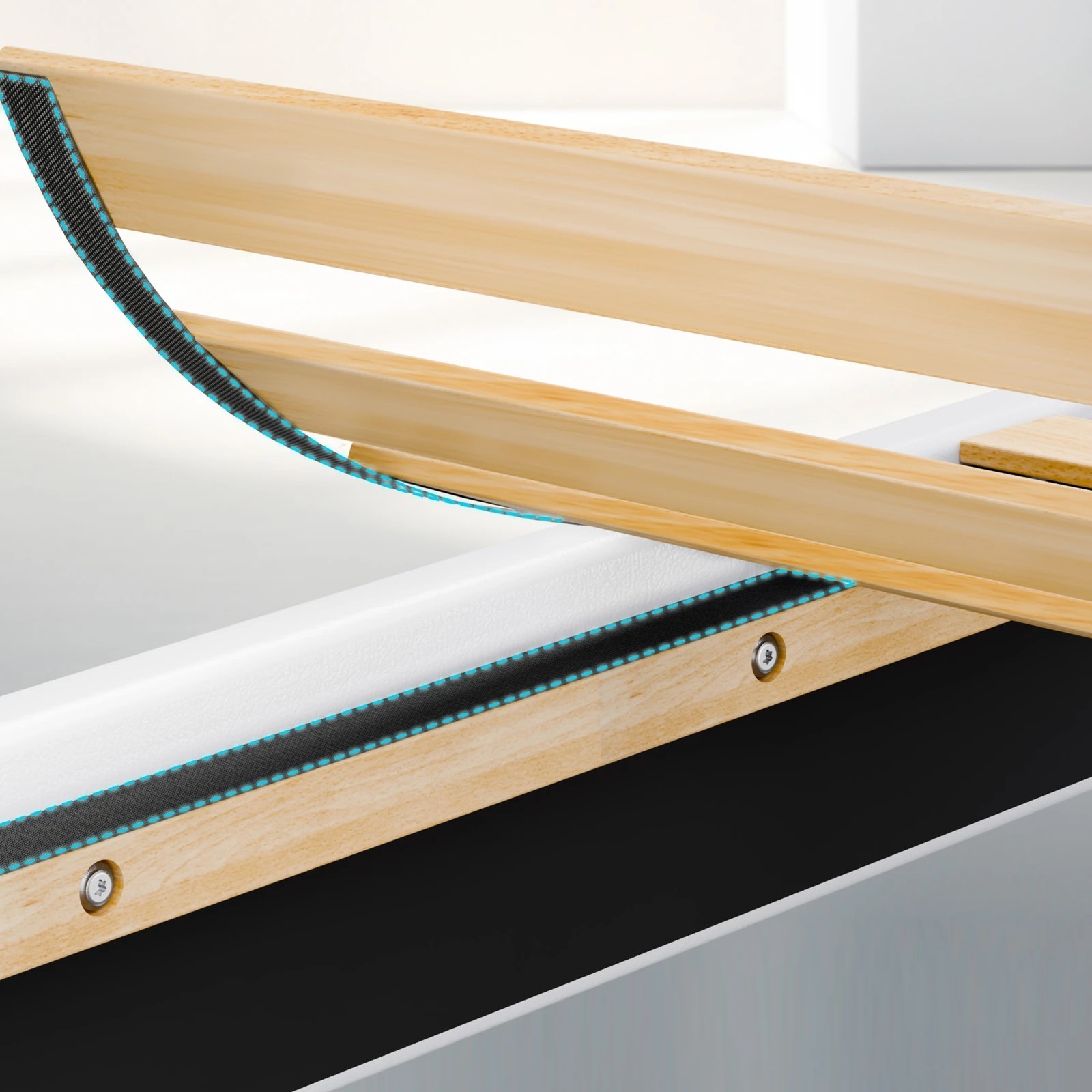 6 Alfordson Bed Frame Double Size Wooden Slats Platform Leather Paula - White, 6 of 9