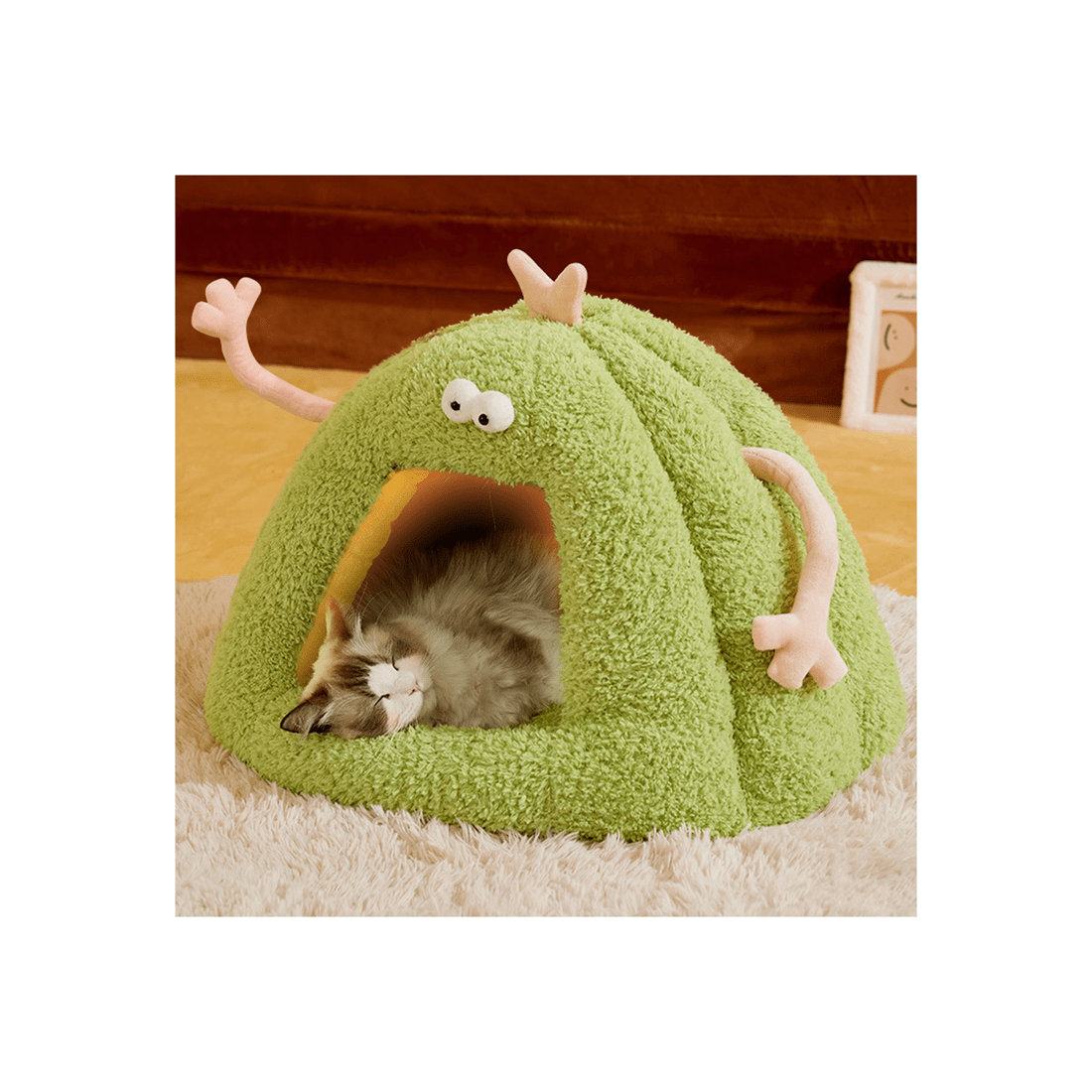 6 TODO Pet Nesting Bed Cushion 60cm x 45cm Soft Warm Dog Cat Sleeping Bed - Green, 6 of 7