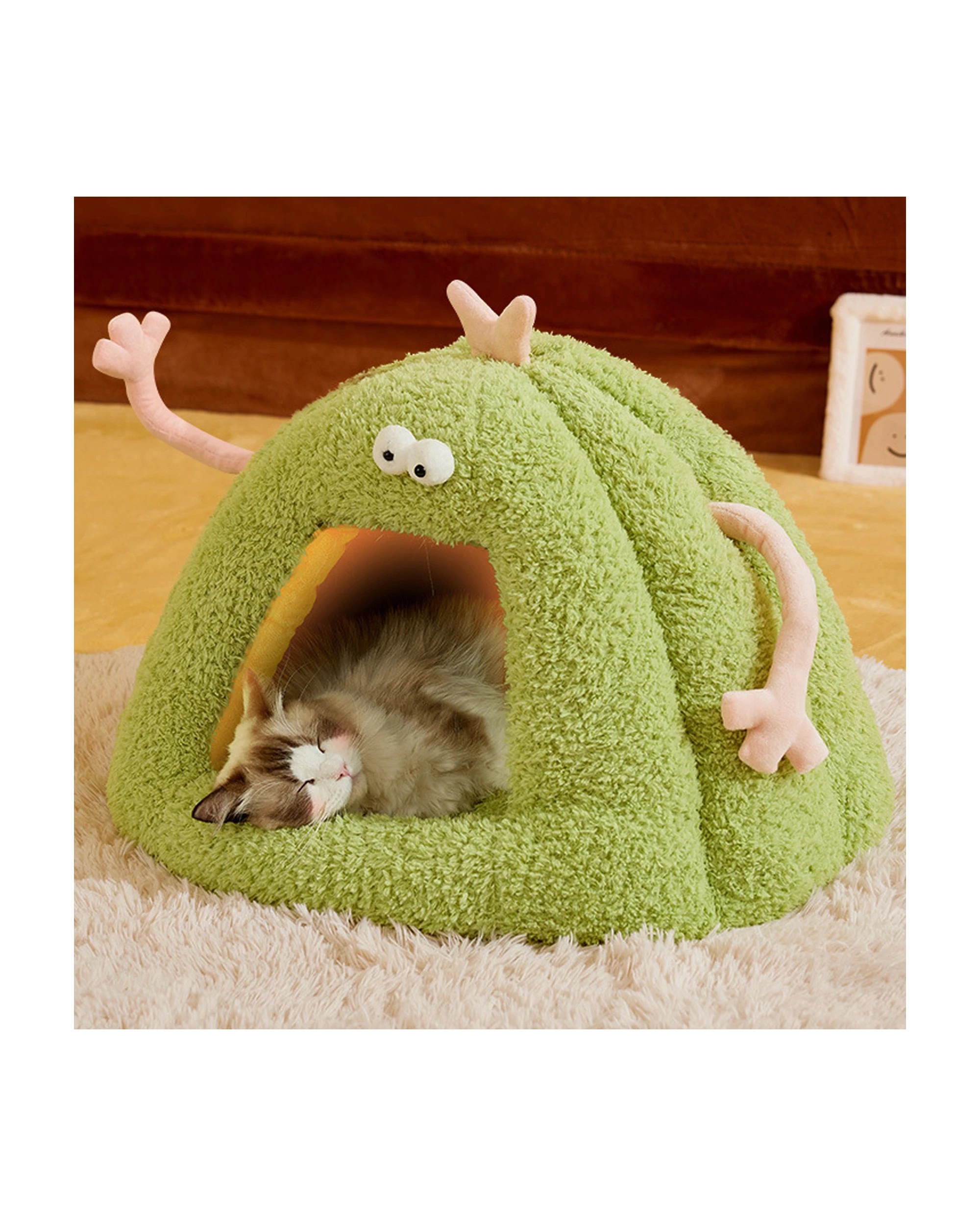 6 TODO Pet Nesting Bed Cushion 60cm x 45cm Soft Warm Dog Cat Sleeping Bed - Green, 6 of 7