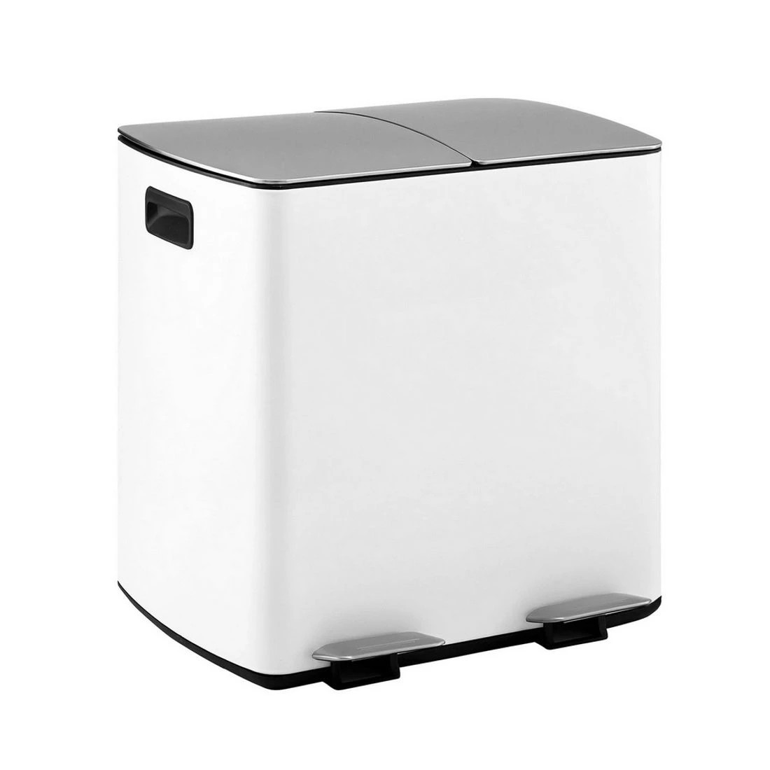 1 Cefito Pedal Bins Rubbish Bin Dual Compartment Waste Recycle Dustbins 40L - White, 1 of 4