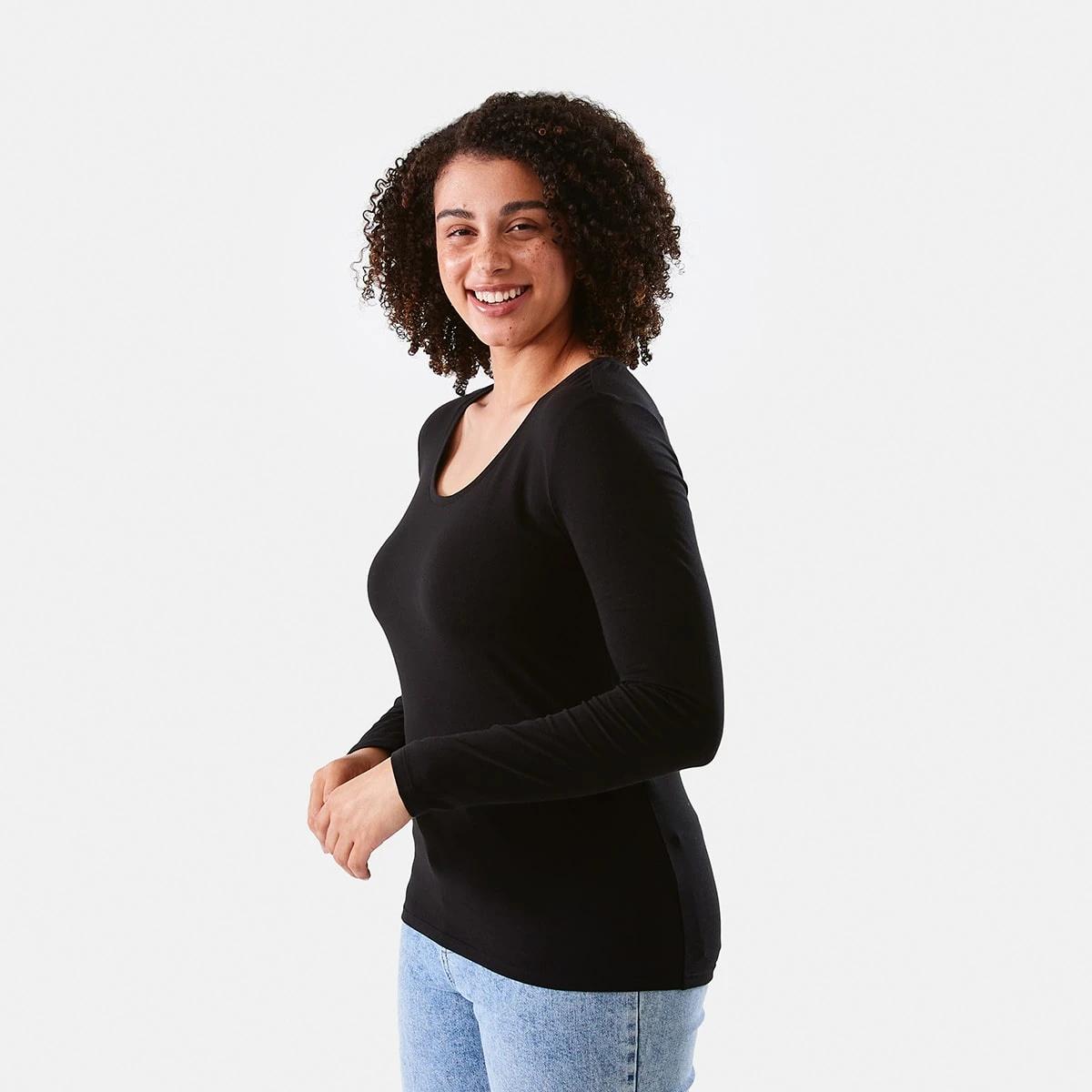 2 Long Sleeve Stretch T-shirt Black, 2 of 6