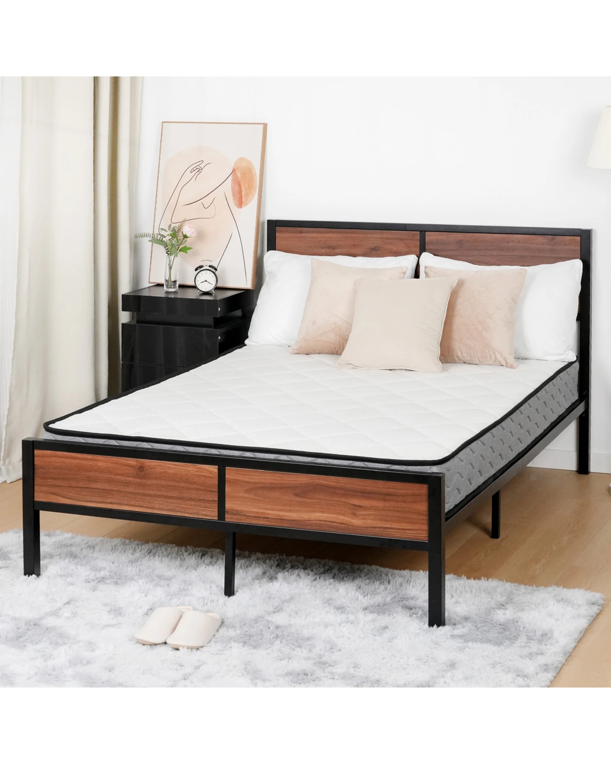 2 Advwin Queen Mattress Bonnell Springs Memory Foam Bed 16CM - White, 2 of 7