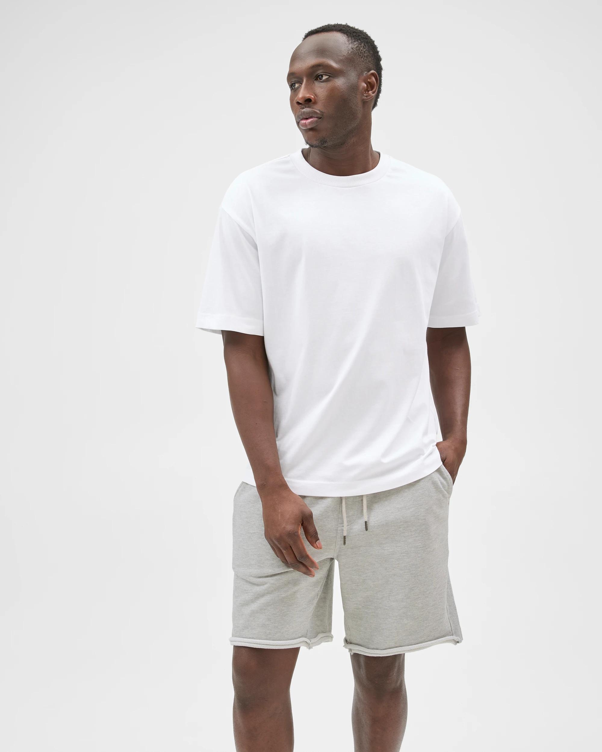 2 Commons Australian Cotton Rib Stripe Fleece Shorts GREY MARLE, 2 of 4
