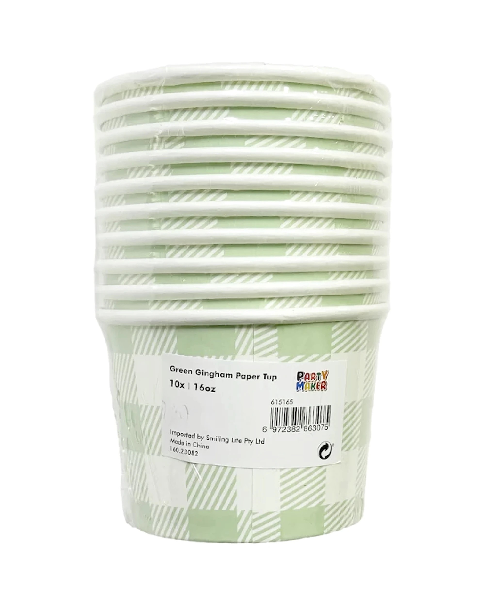 4 Party Maker 10pc Gingham Disposable Paper Tub Tableware Party Supplies - Green, 4 of 4