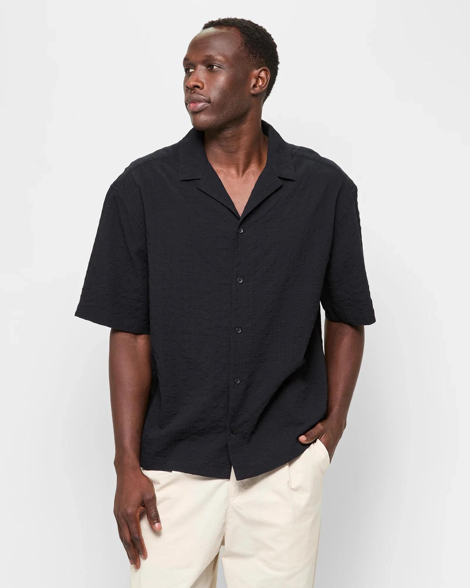 1 Short Sleeve Textured Shirt - Commons BLACK, 1 of 6