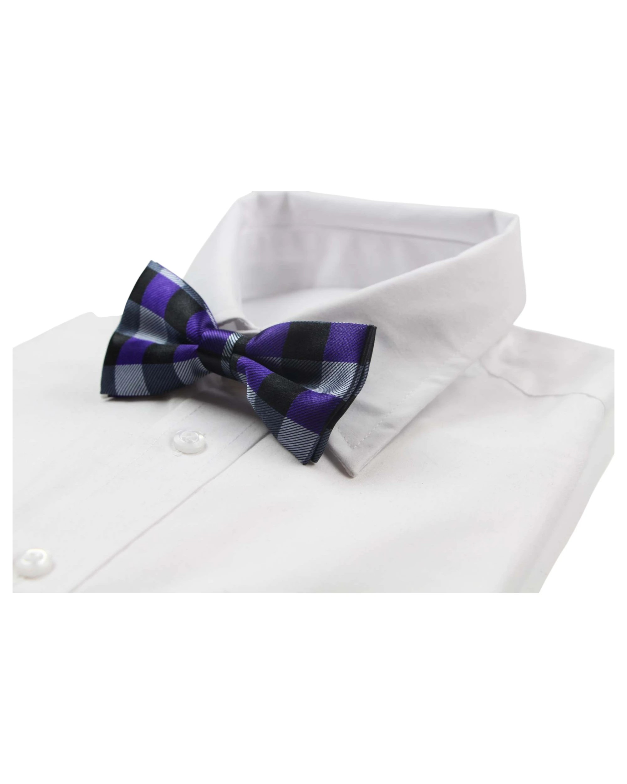1 Zasel Mens Black, Silver & Purple Square Patterned Bow Tie - Multi, 1 of 5