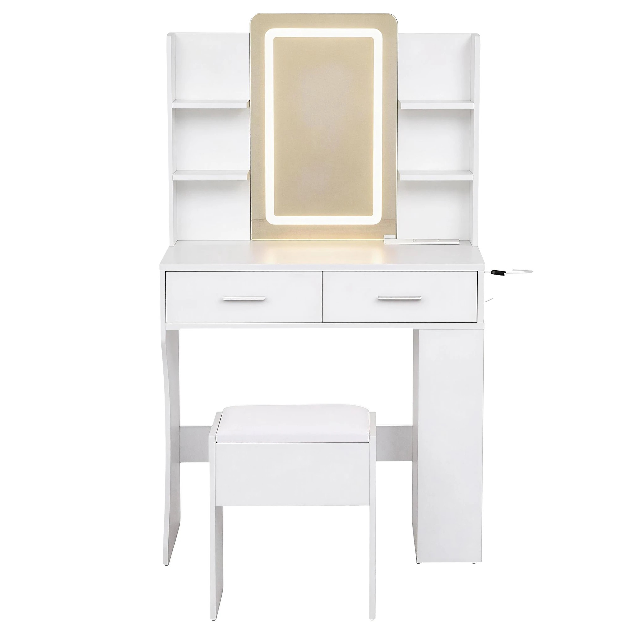 3 Artiss Dressing Table LED Vanity Desk Set Stool - White, 3 of 3