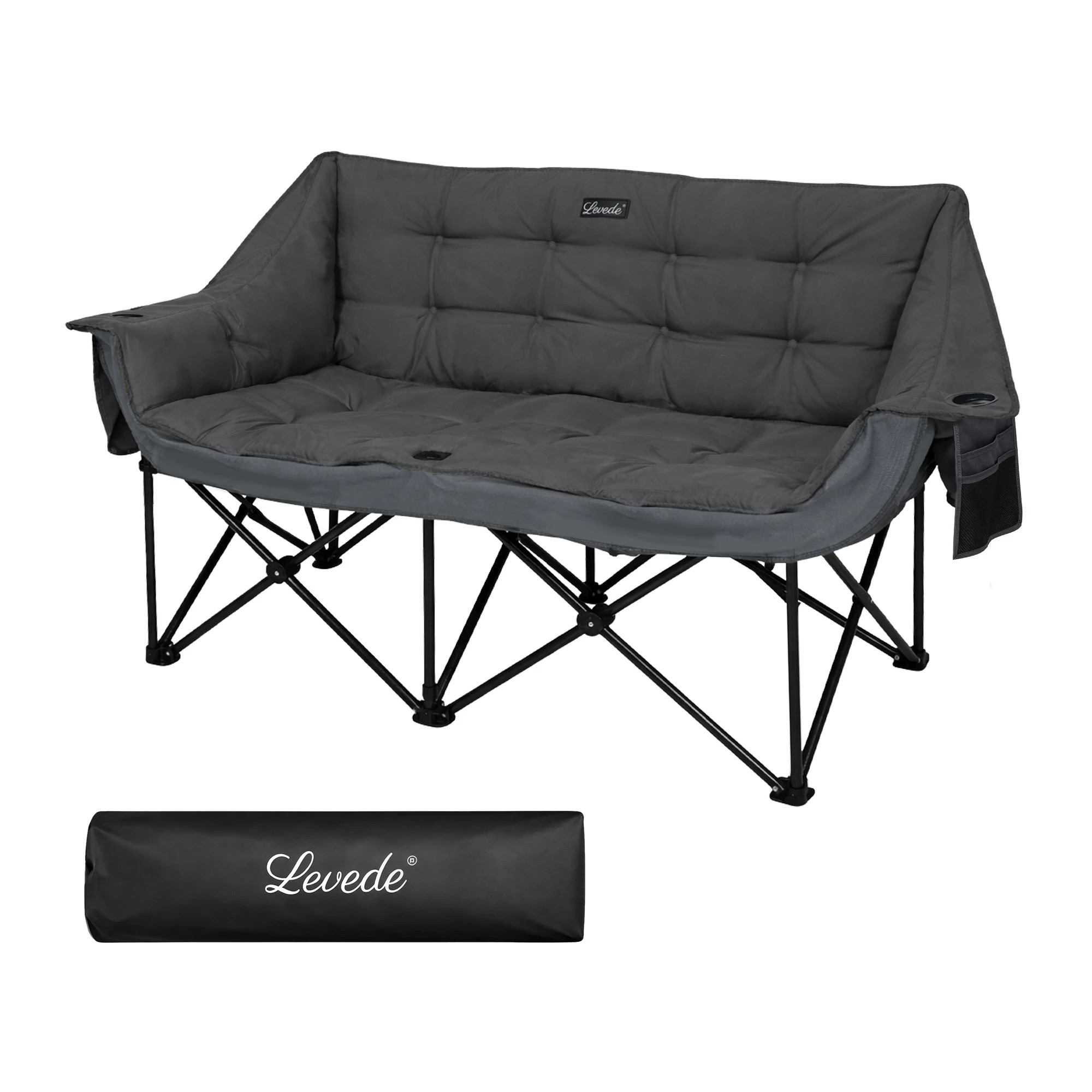 1 Levede Double Camping Chair Folding Outdoor Portable Fishing Picnic Travel Seat, 1 of 9