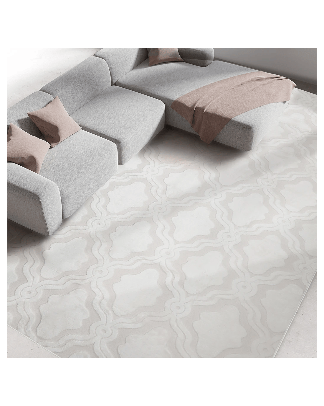 Marlow Machine Washable Floor Rug High-Low Textured Cream - Kmart